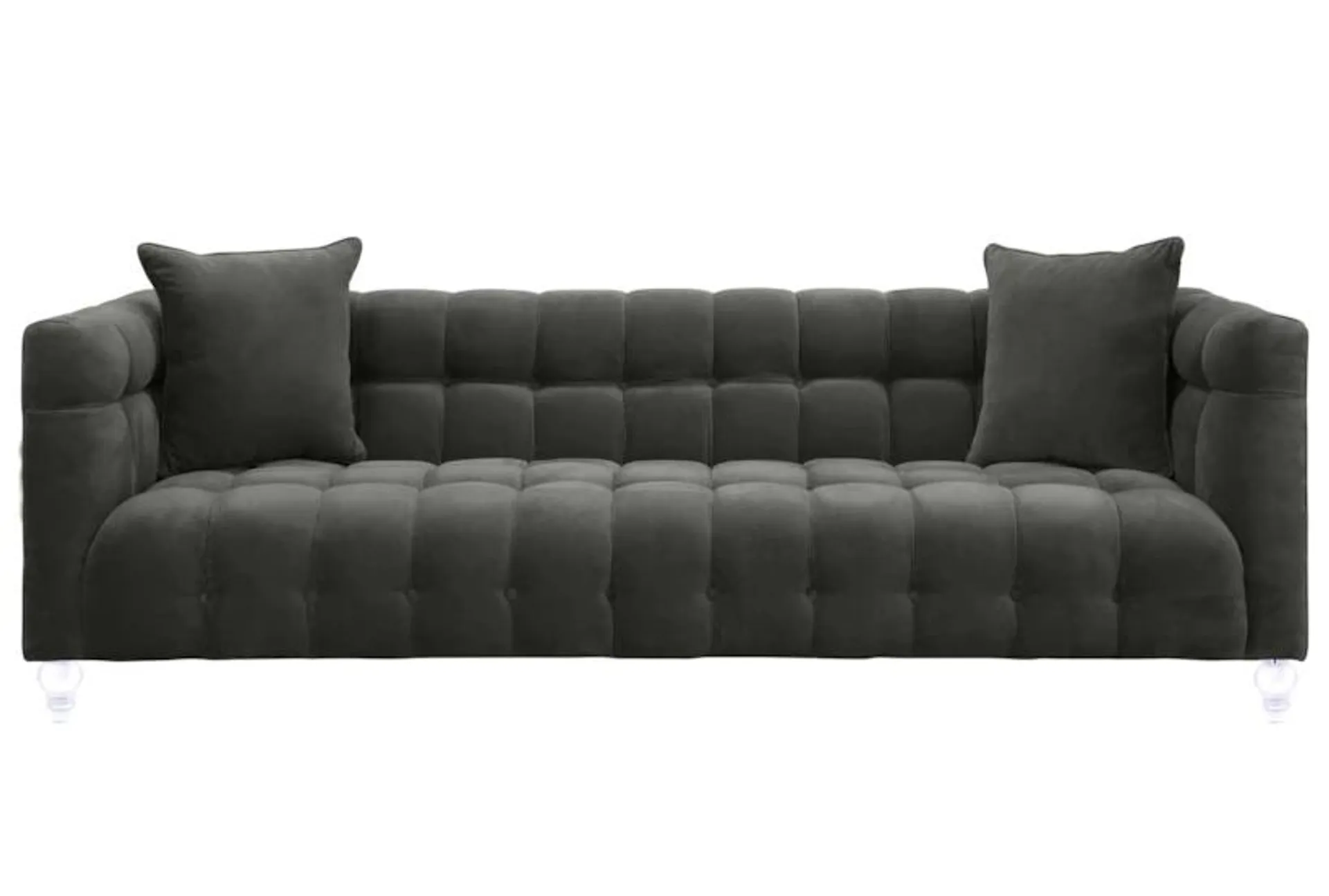 Tatum 91" Grey Velvet Fabric Modern Chesterfield Sofa