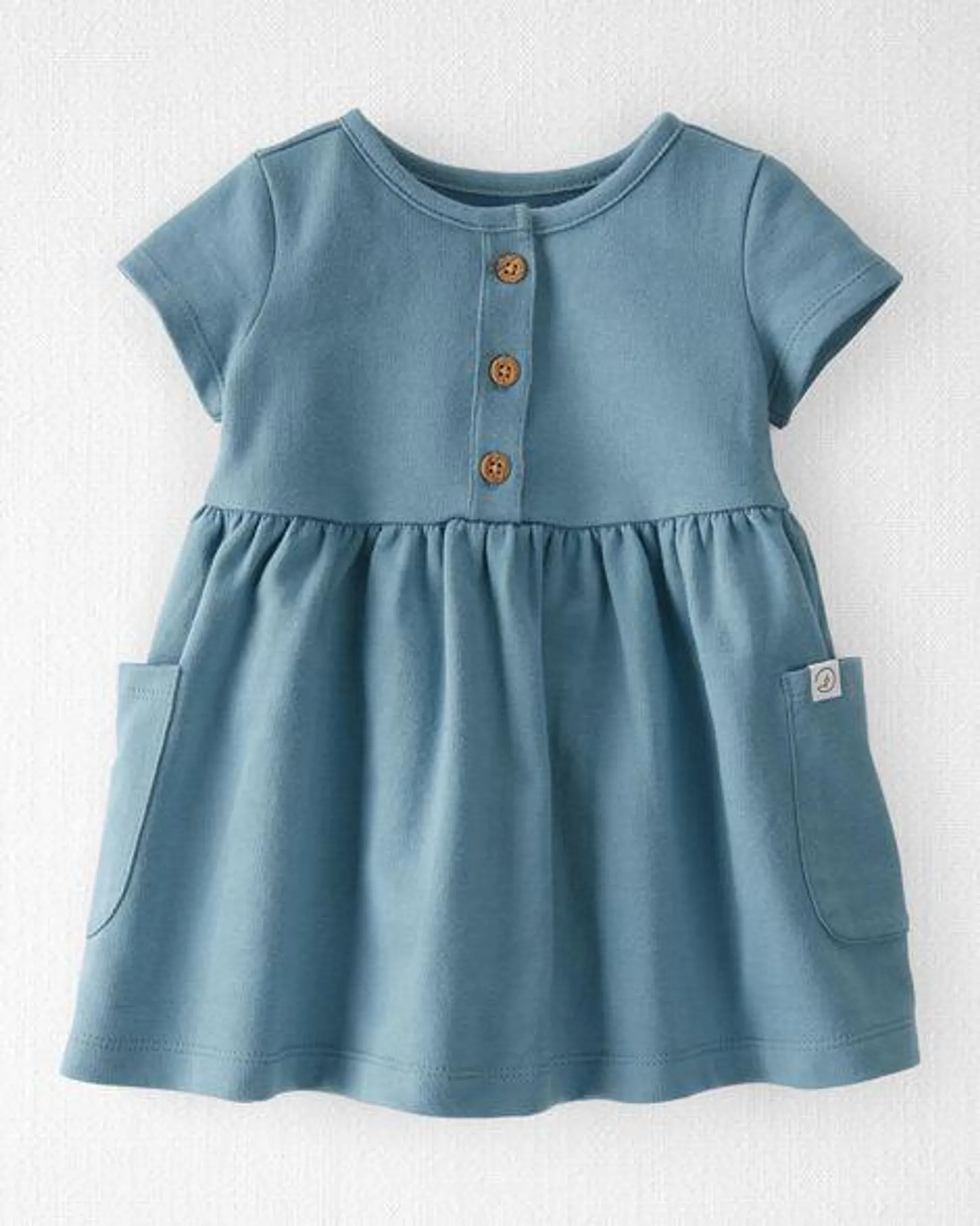 Baby Organic Cotton Pocket Dress in Blue