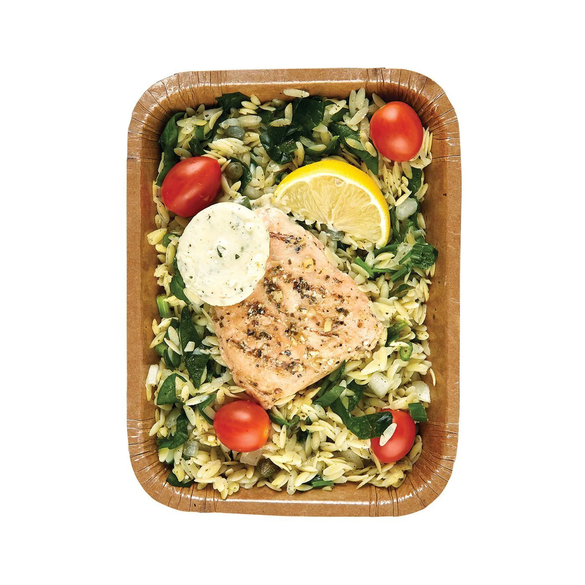 Raley's Ready-to-Go Wild-Caught Salmon With Mediterranean Orzo