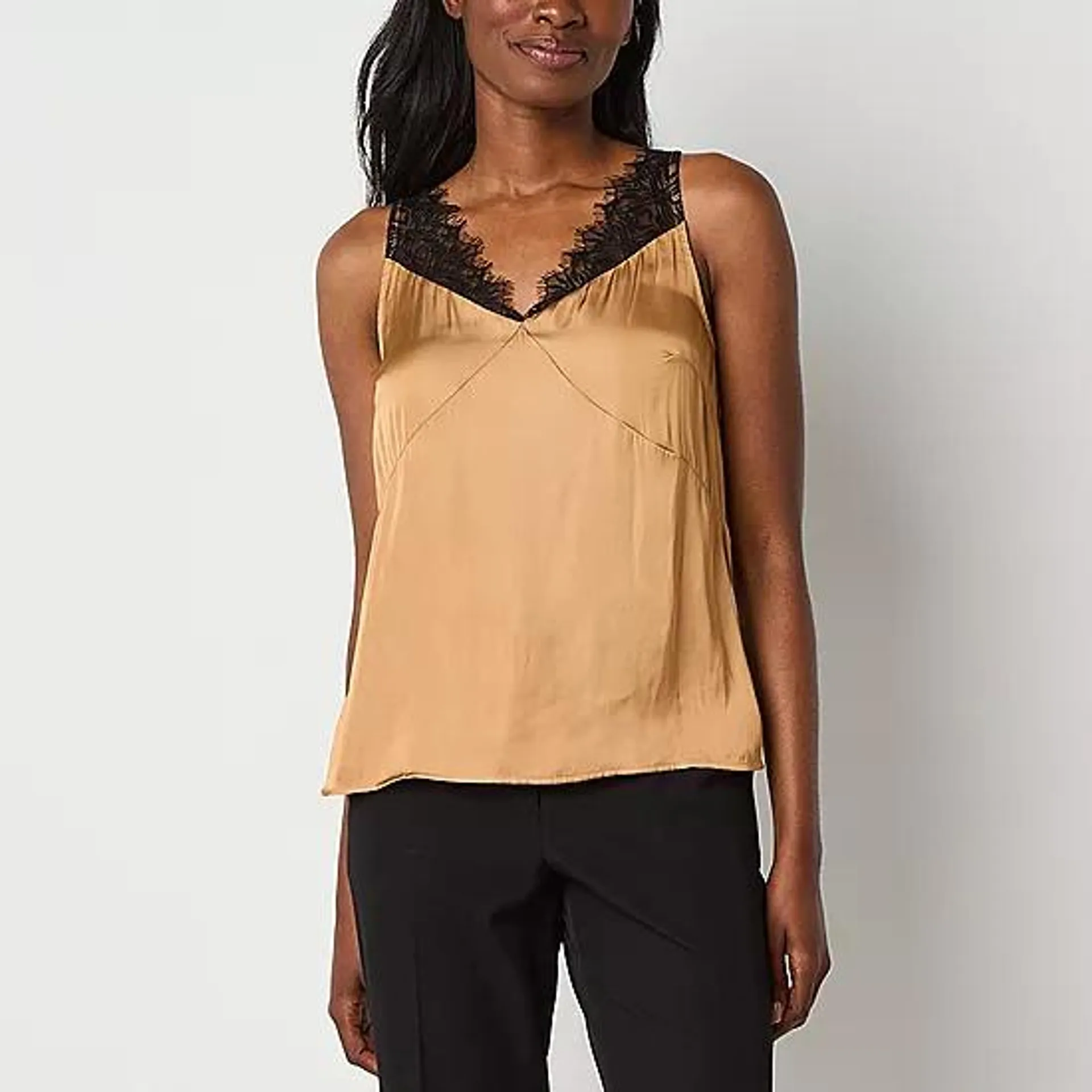 Worthington Womens V Neck Sleeveless Tank Top