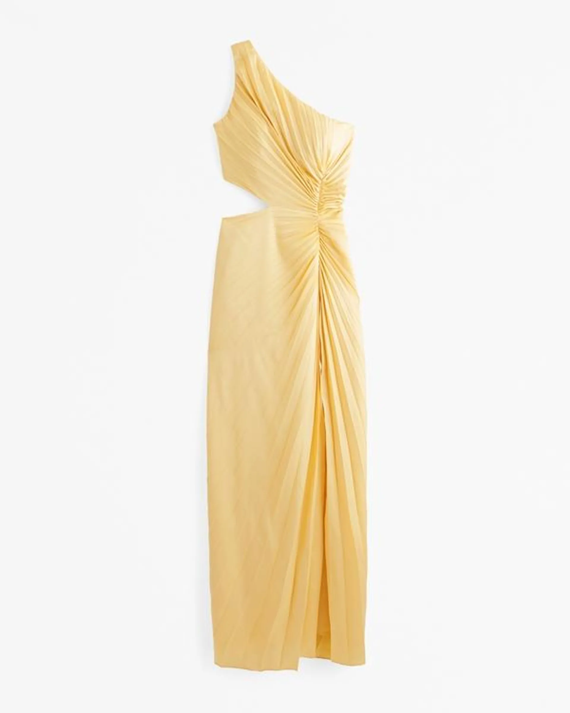 The A&F Giselle Pleated One-Shoulder Cutout Maxi Dress