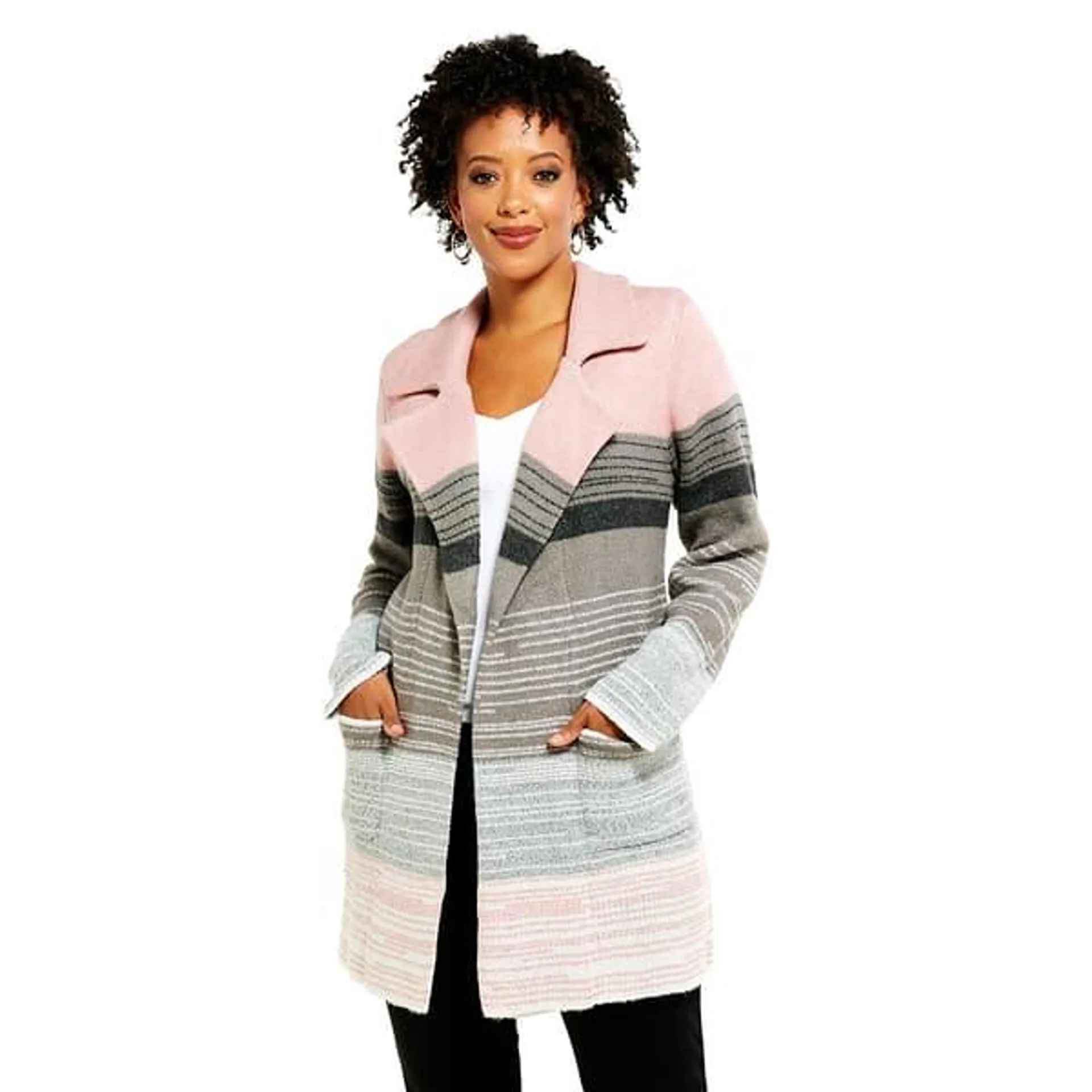 Womens By Design Random Long Sleeve Stripe Rocco Cardigan