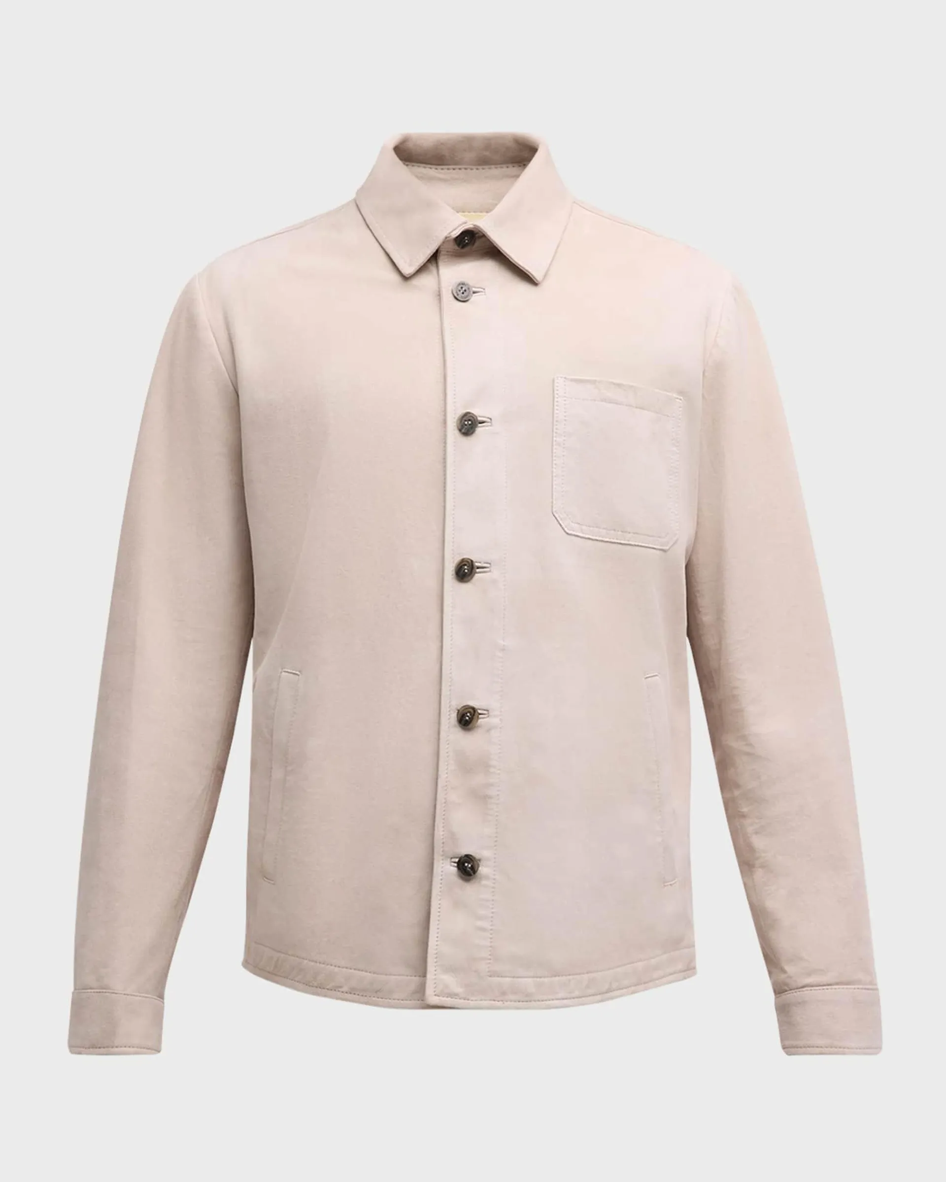 Men's Suede Button-Front Overshirt