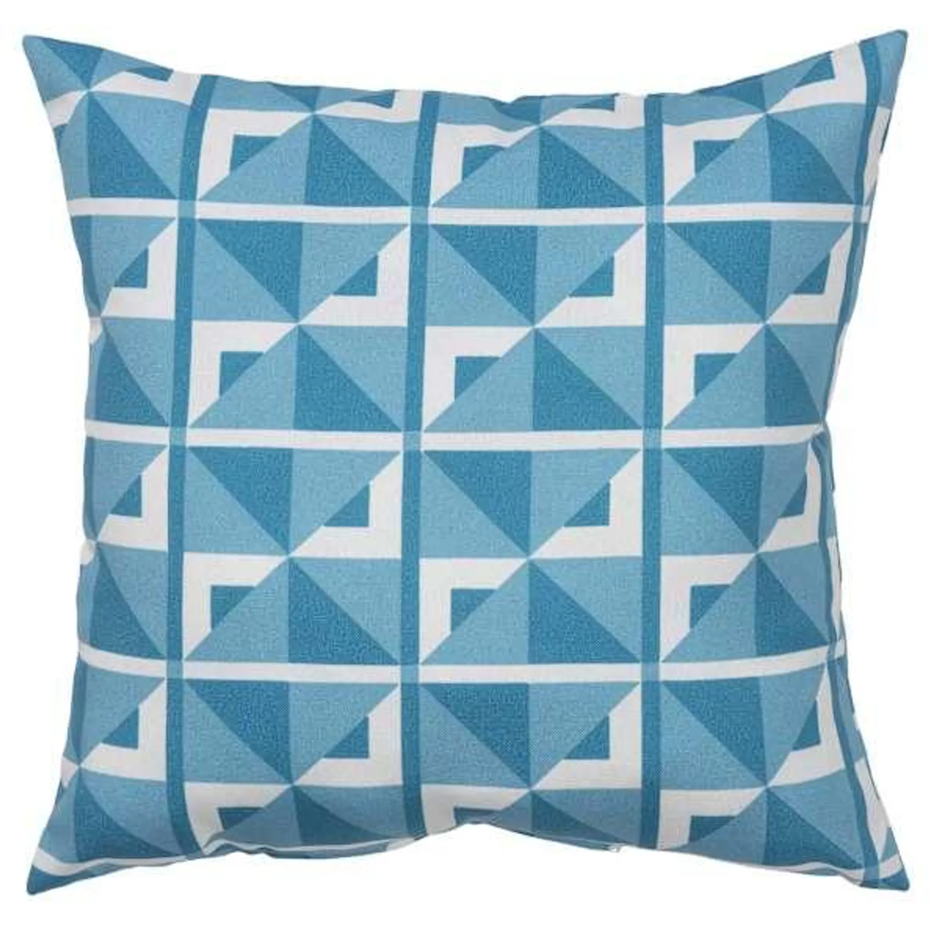 Blue Geo Print Square Outdoor Throw Pillow, 17"