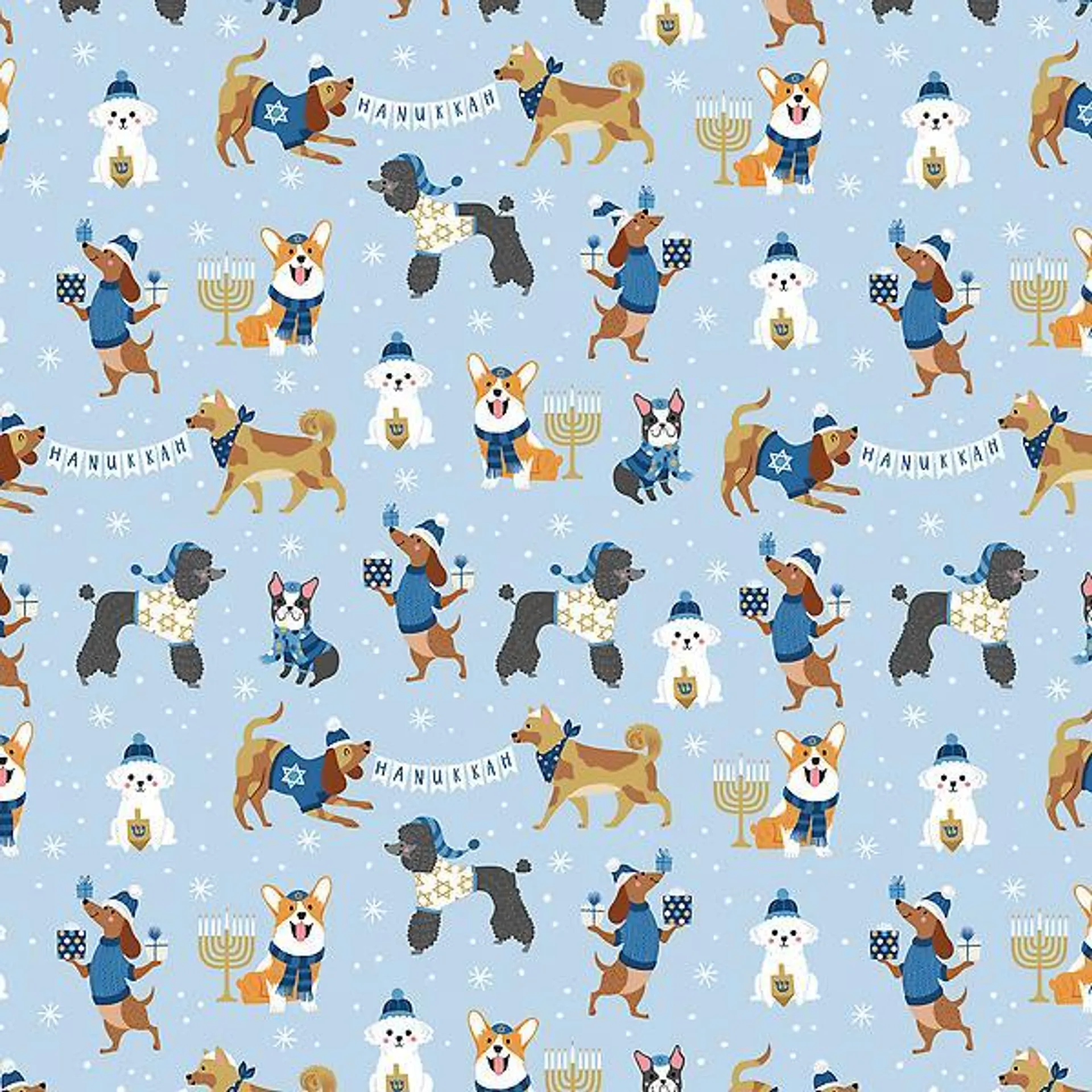 Design Design Hanukkah Pups Wrapping Paper