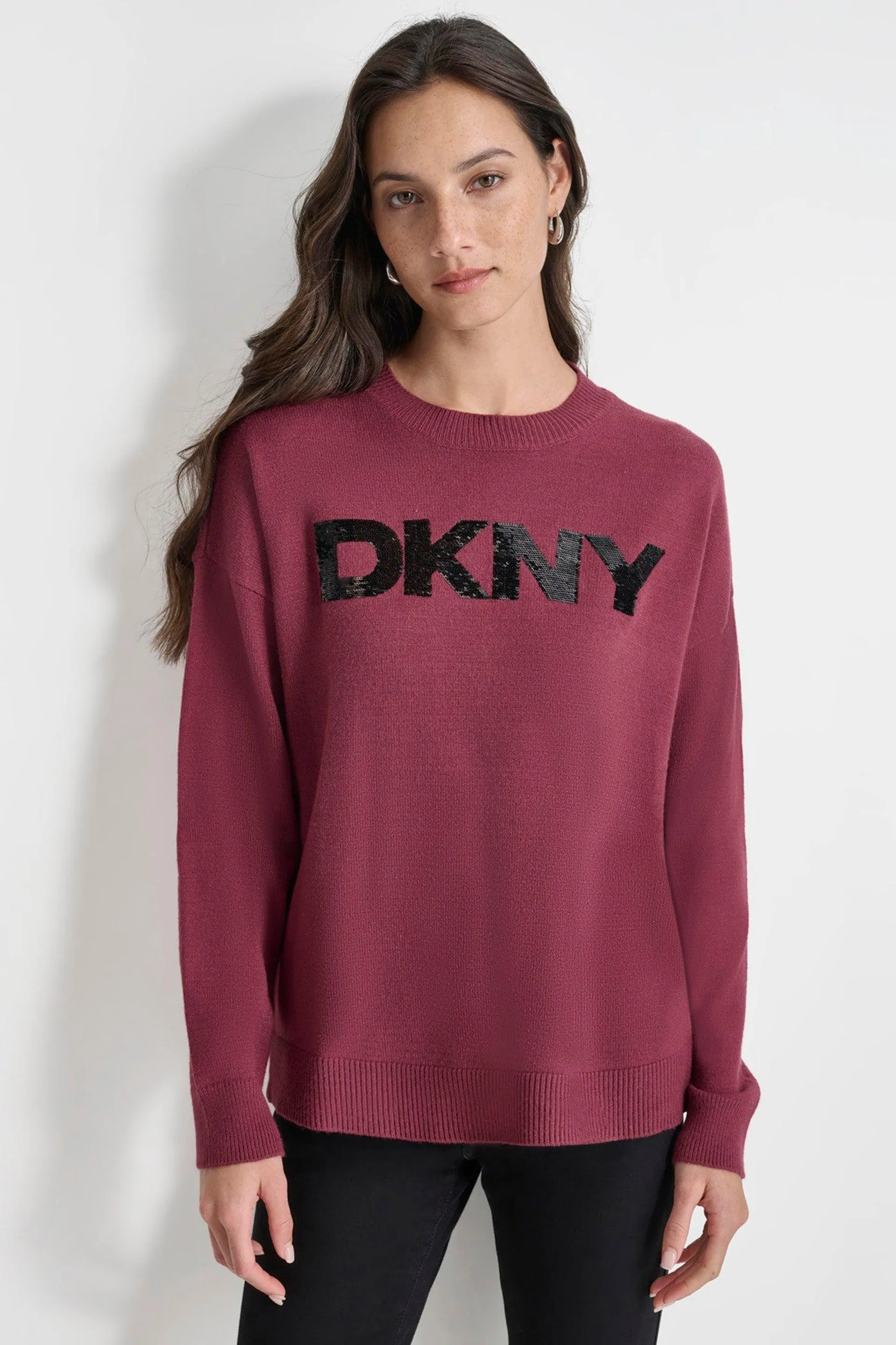 SEQUIN LOGO EMBELLISHED SWEATER