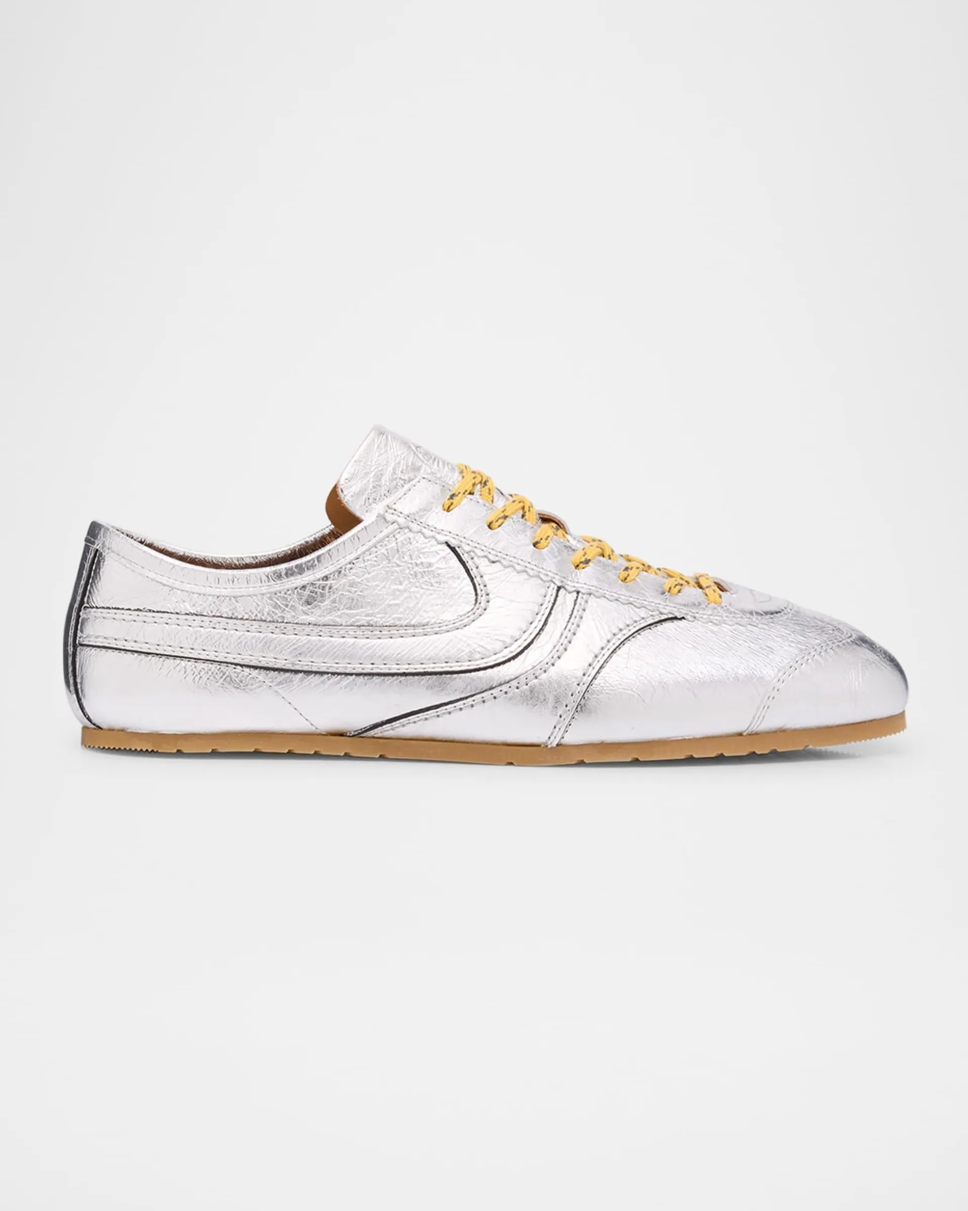 Men's Metallic Leather Low-Top Sneakers