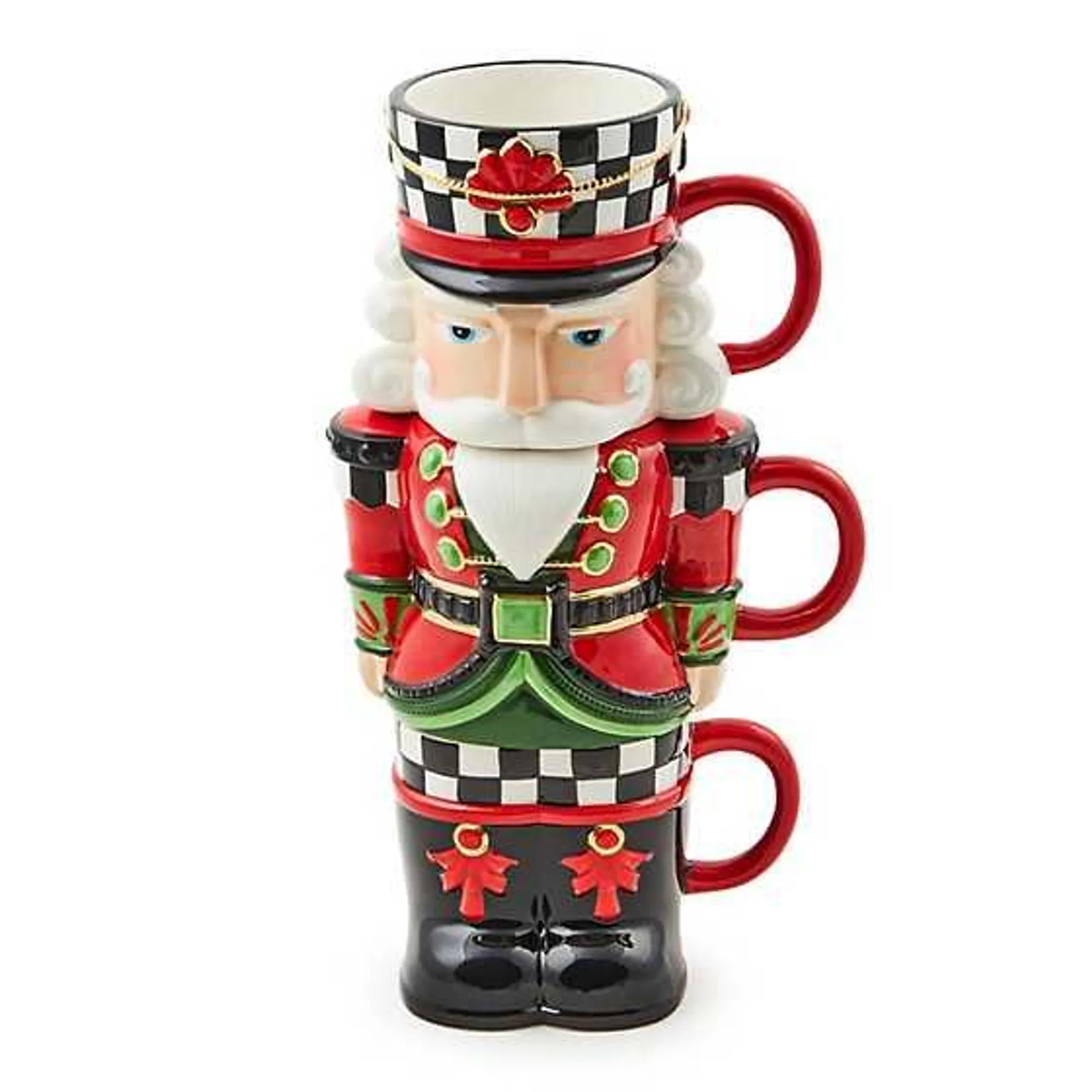 Classic Courtly Nutcracker Stacking Mugs, Set of 3