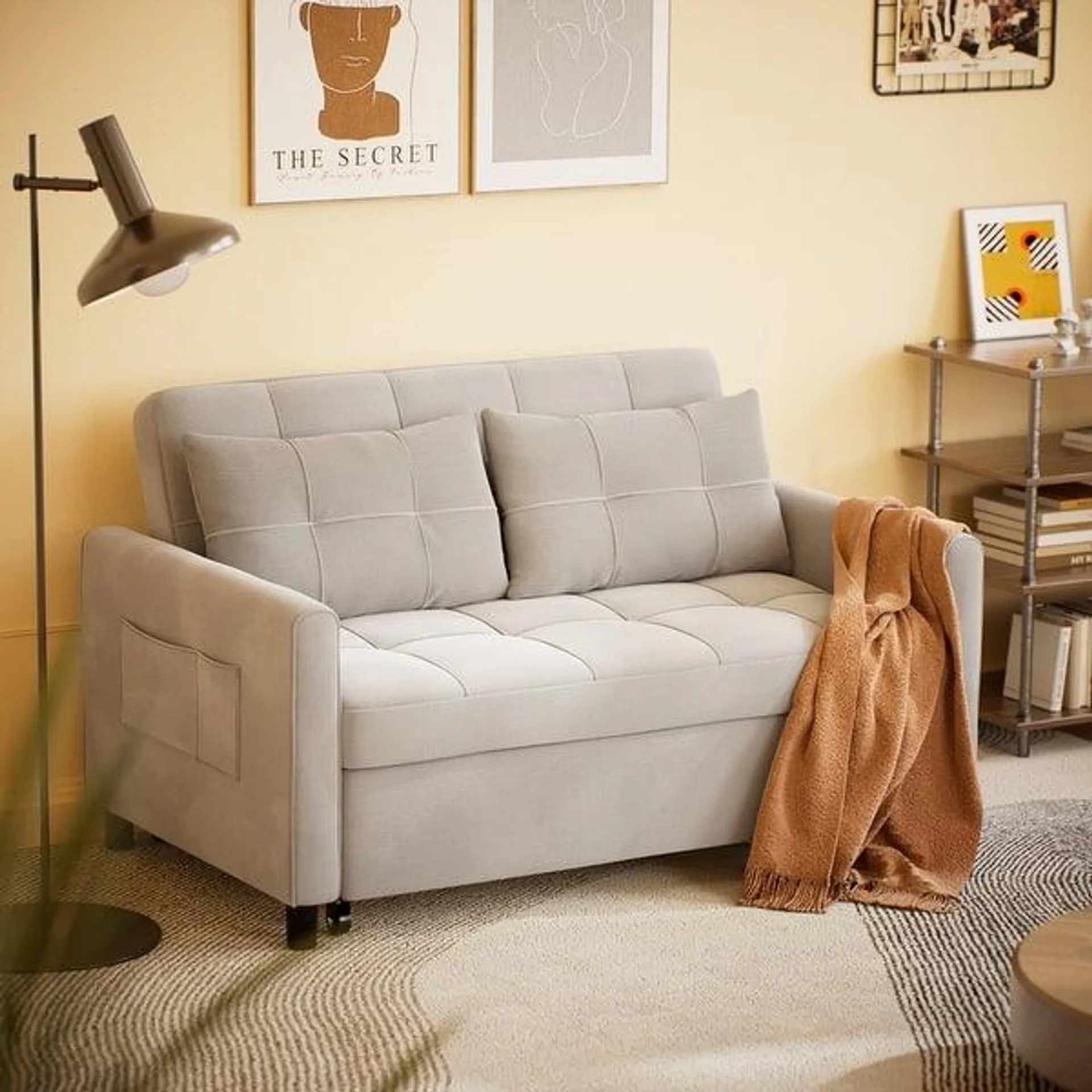 Convertiable 3 in 1 Sofa Loveseat with Pull-up Bed