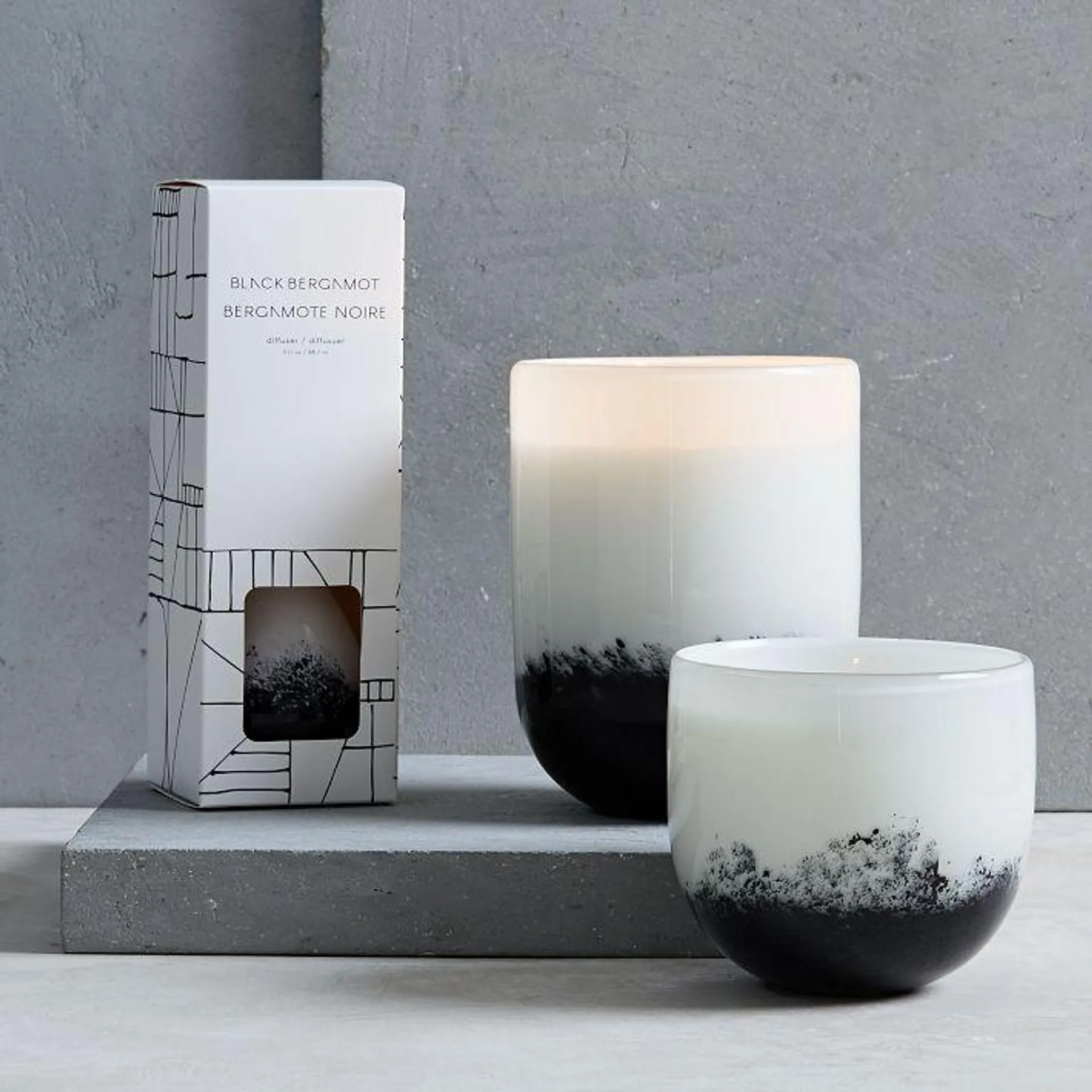 Black & White Speckled Glass Collection - Black Bergamot