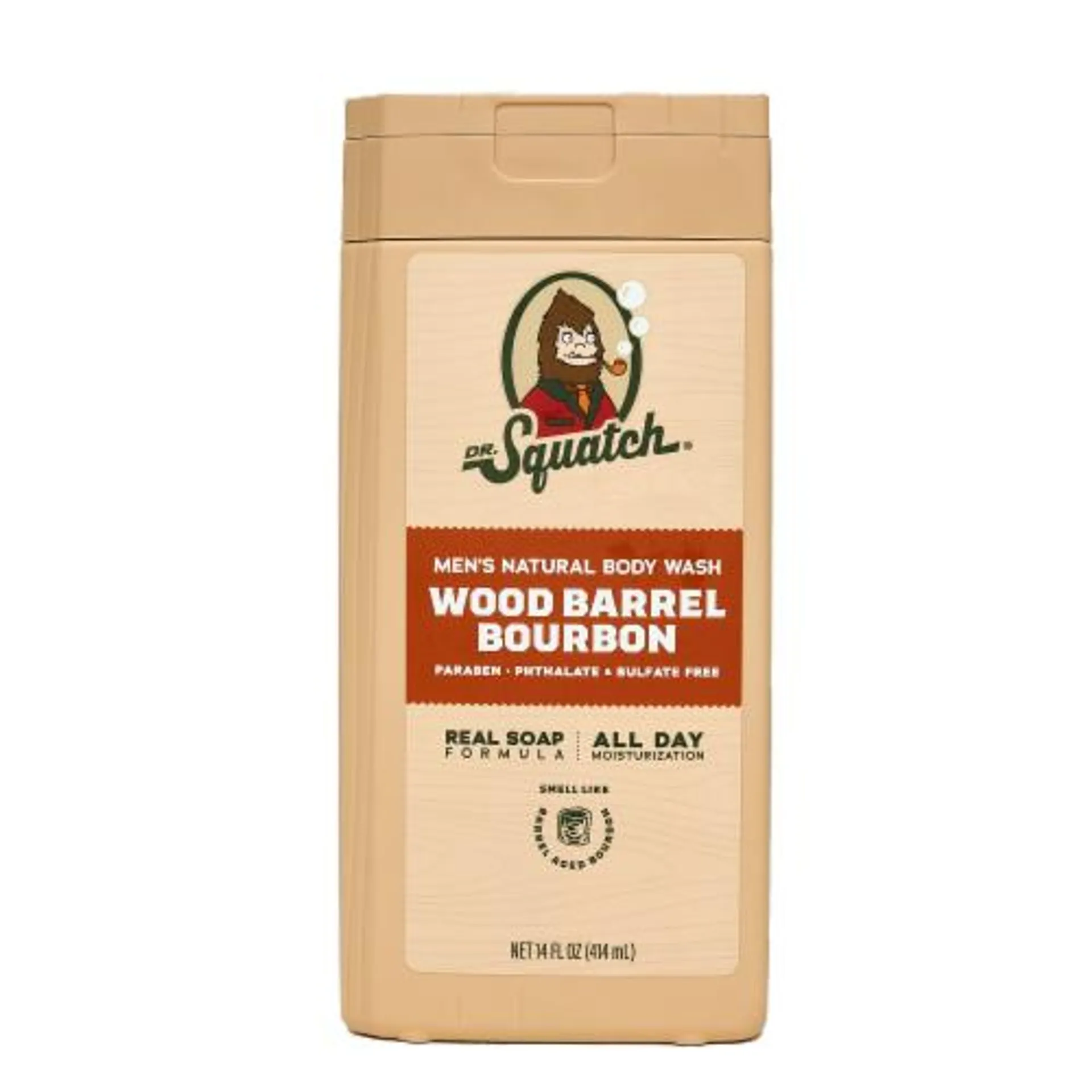 Dr. Squatch® Natural Body Wash Wood Barrel Bourbon Scent Notes of Spice & Oak + Sulfate Free