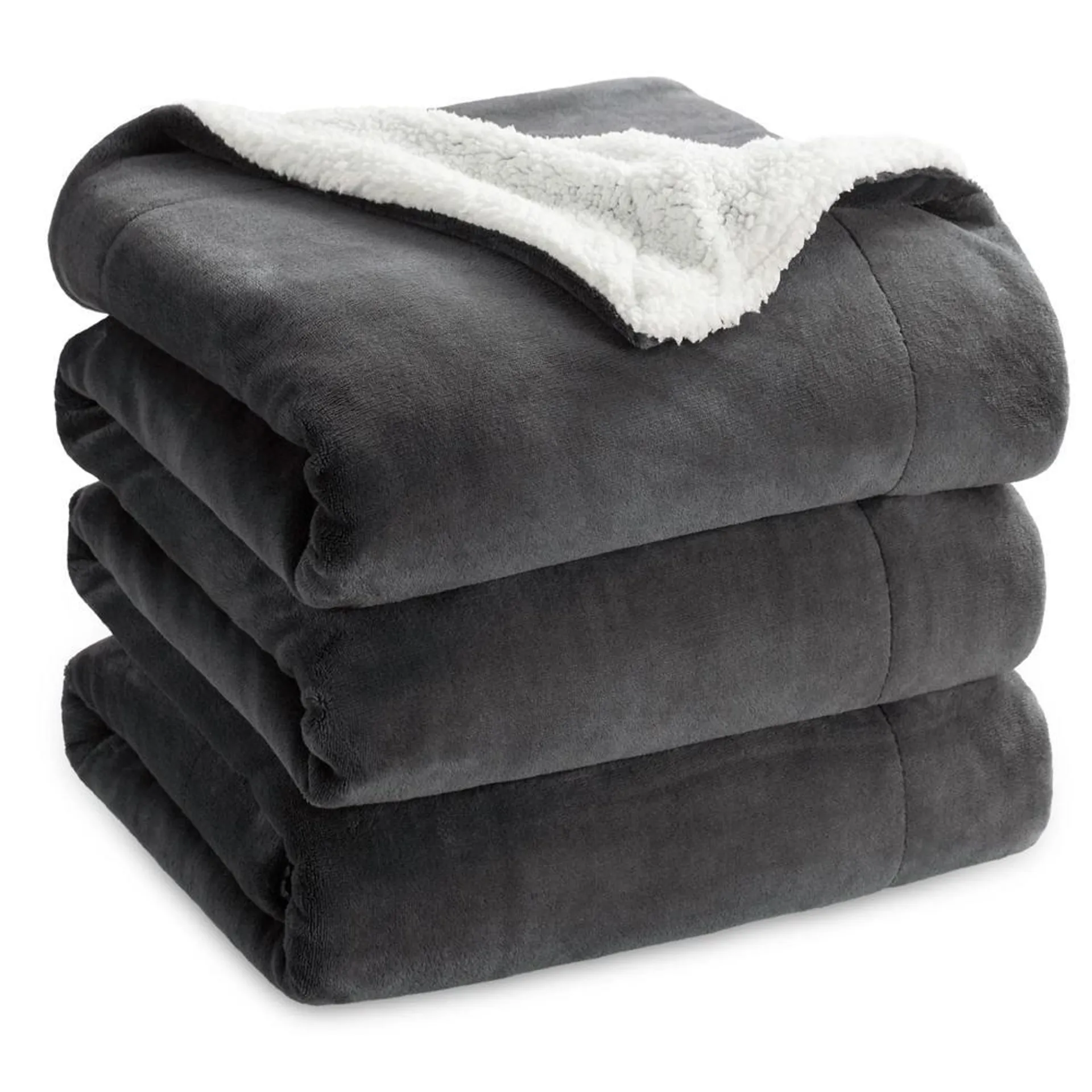 Bedsure Sherpa Fleece King Size Blanket for Bed - Thick and Warm for Winter, Soft and Fuzzy Large Blanket King Size, Charcoal, 1