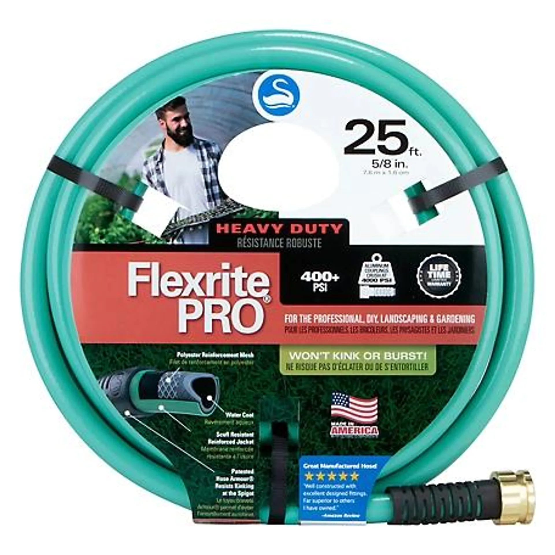 Swan 5/8 in. x 25 ft. FlexritePRO Heavy-Duty Garden Hose