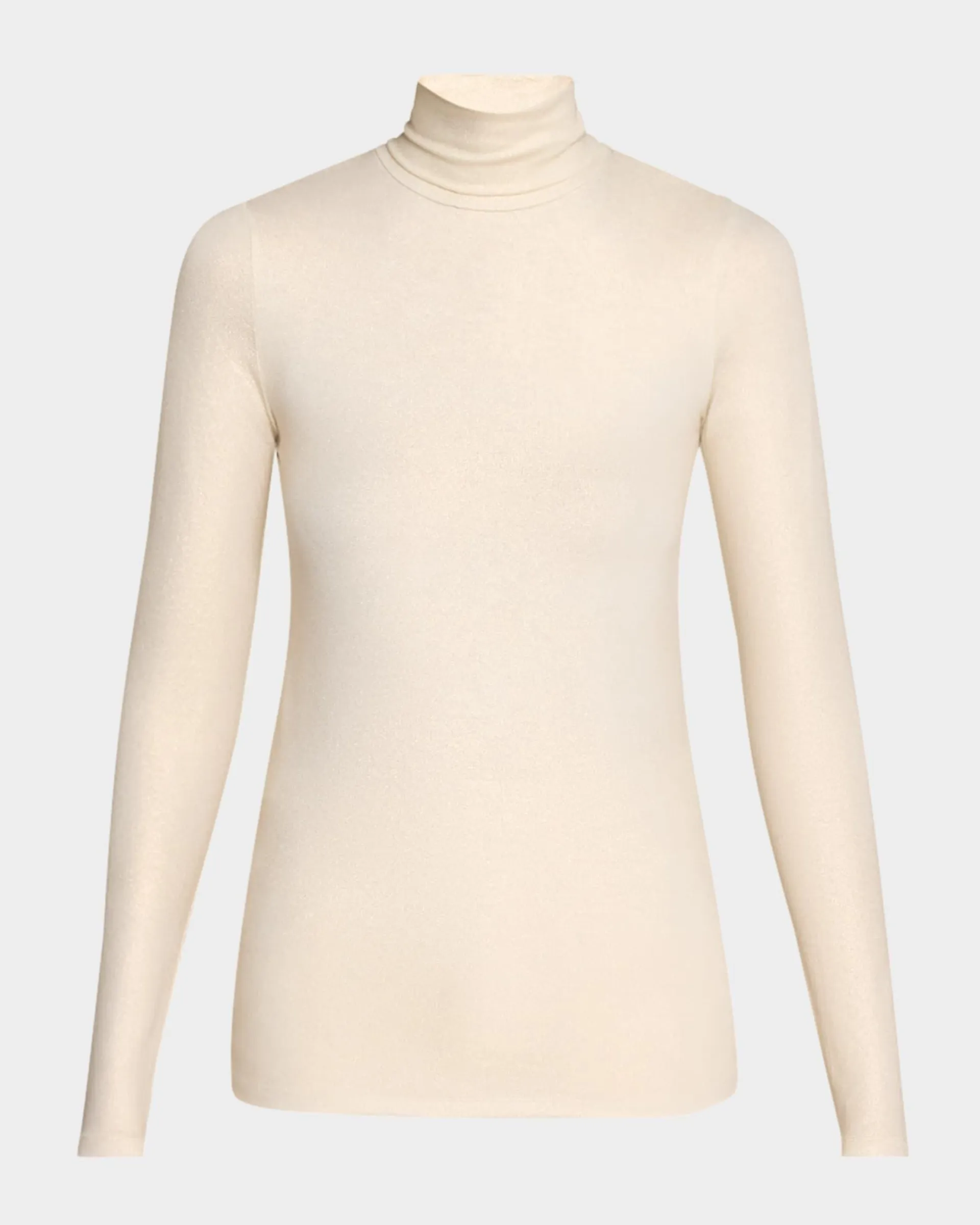 Metallic Long-Sleeve Turtleneck Top