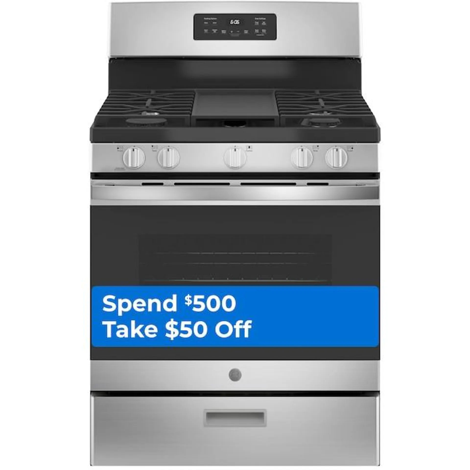 GE 30-in 5 Burners 5-cu ft Freestanding Natural Gas Range (Stainless Steel)