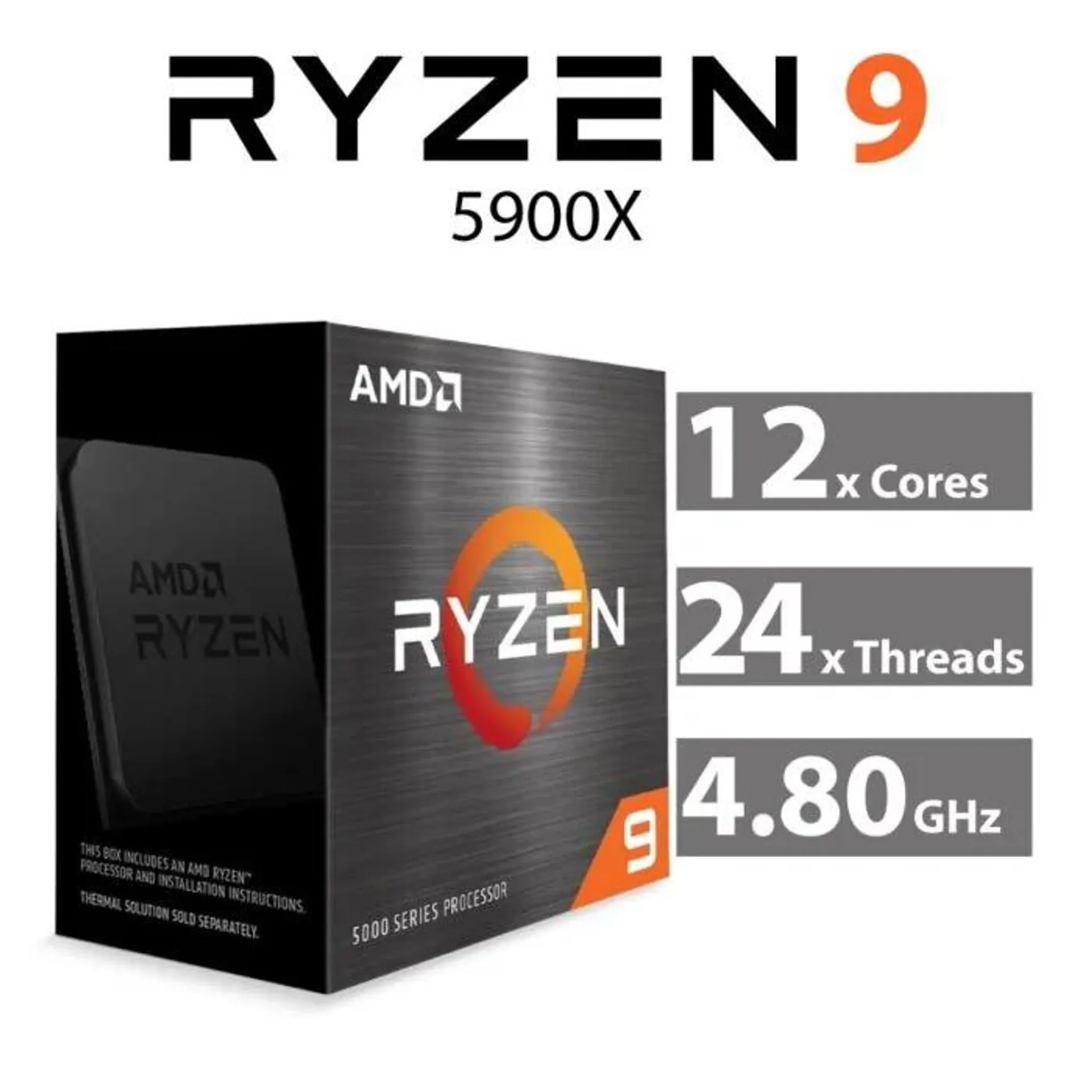 AMD Ryzen 9 5900X Vermeer 12-Core 3.70GHz AM4 105W 100-100000061WOF Desktop Processor