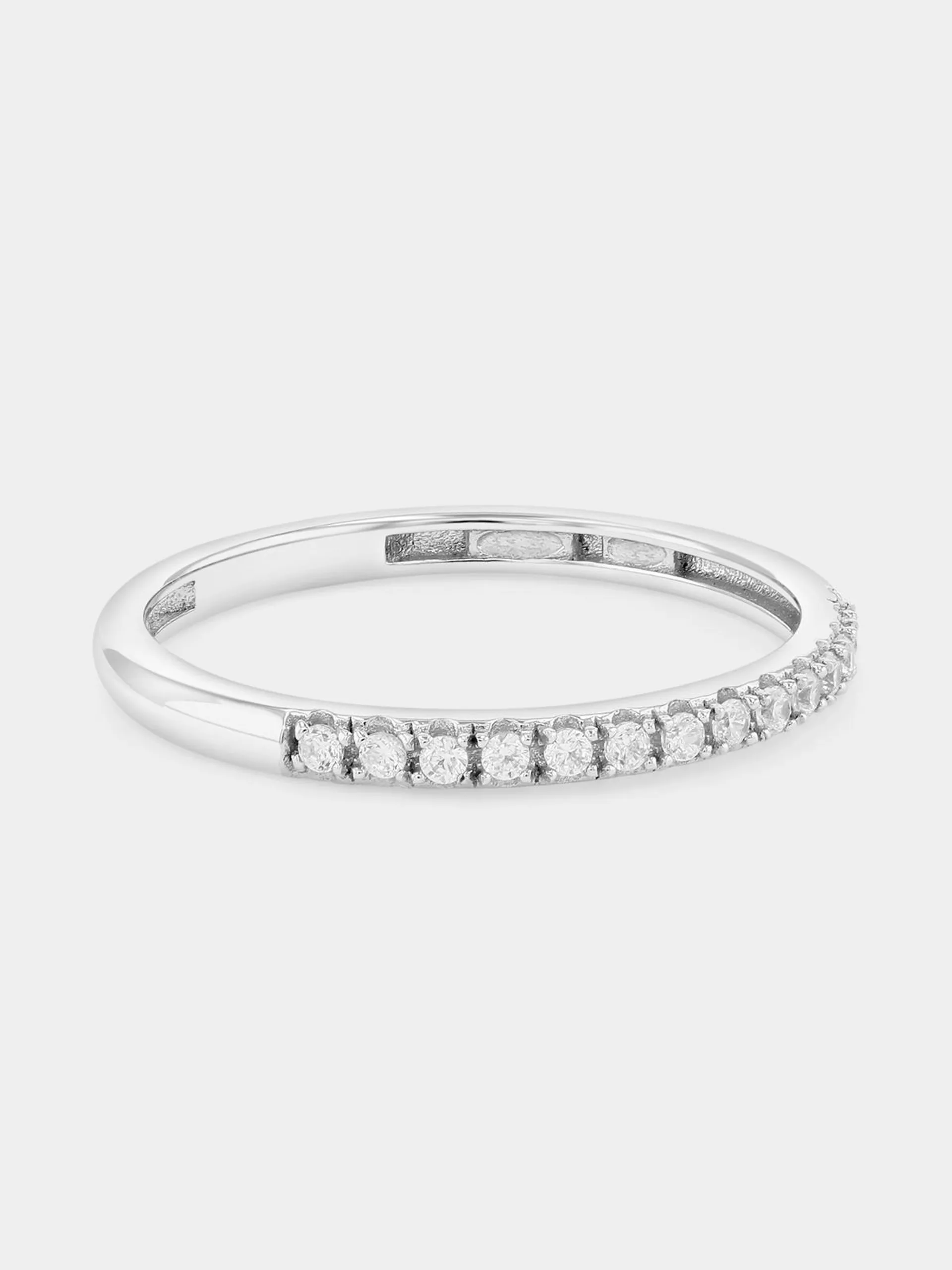 White Gold Cubic Zirconia Claw Eternity Ring