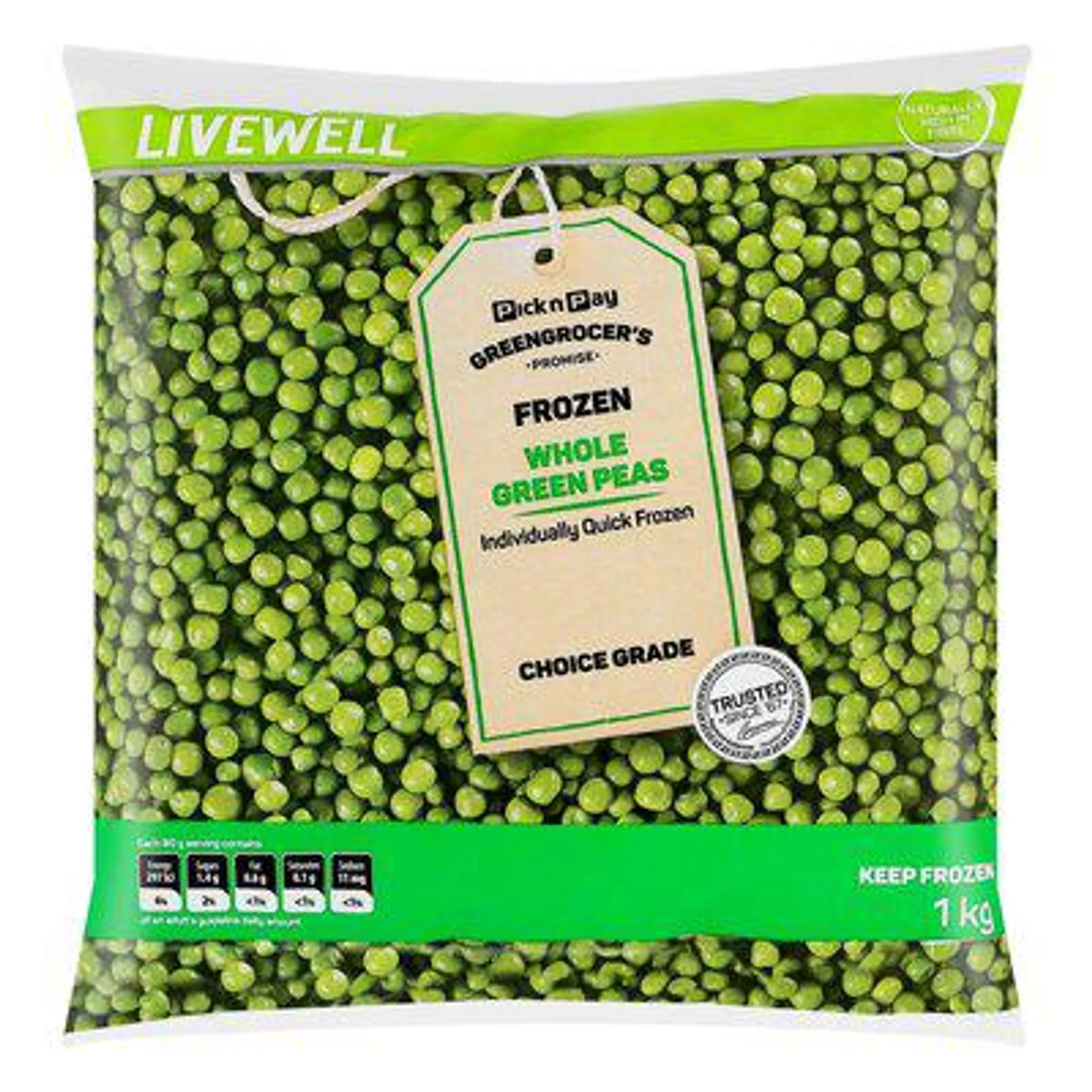 PnP Live Well Whole Green Peas 1kg