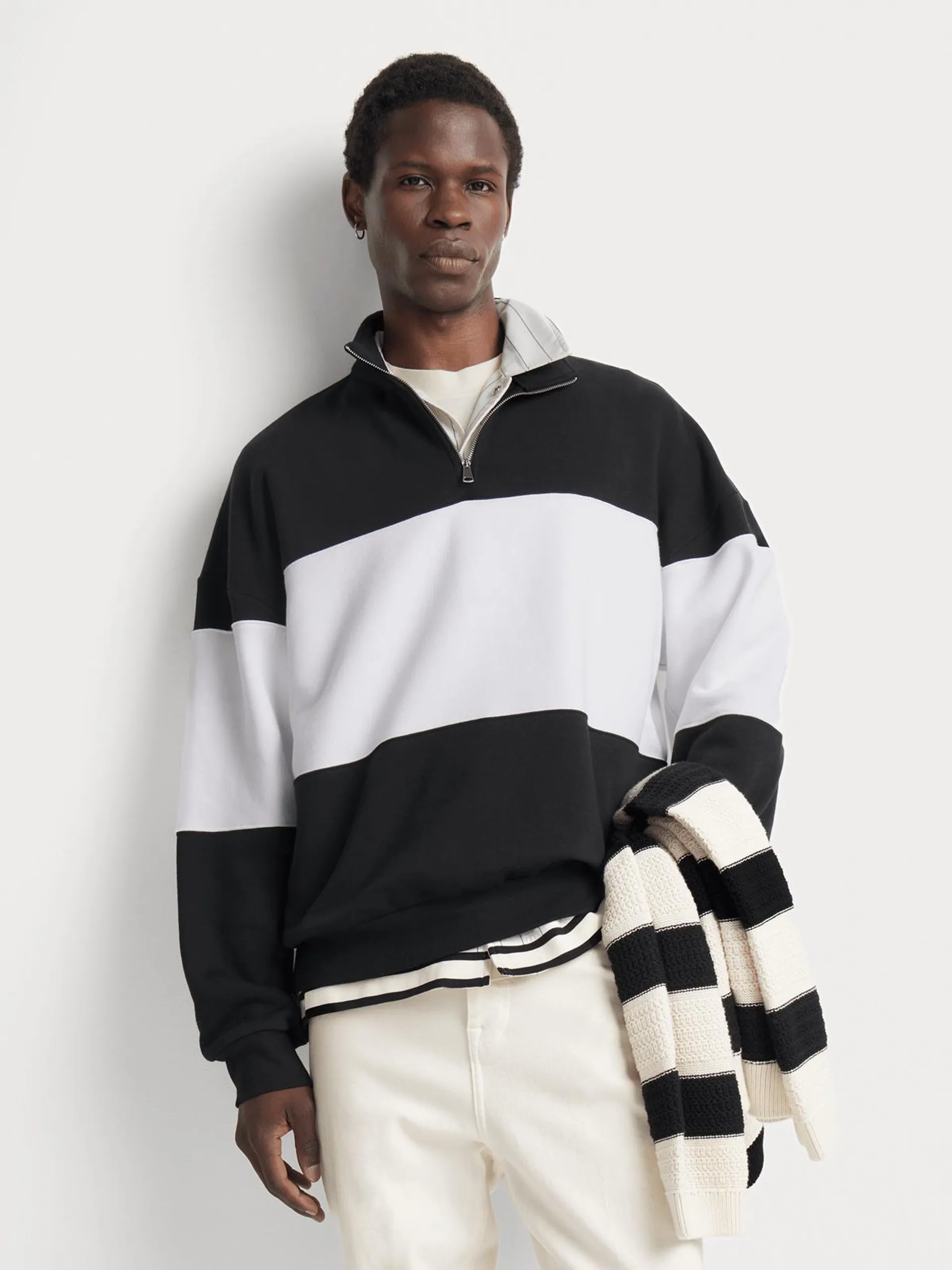 Markham Men's Colourblock Black/White Sweatshirt