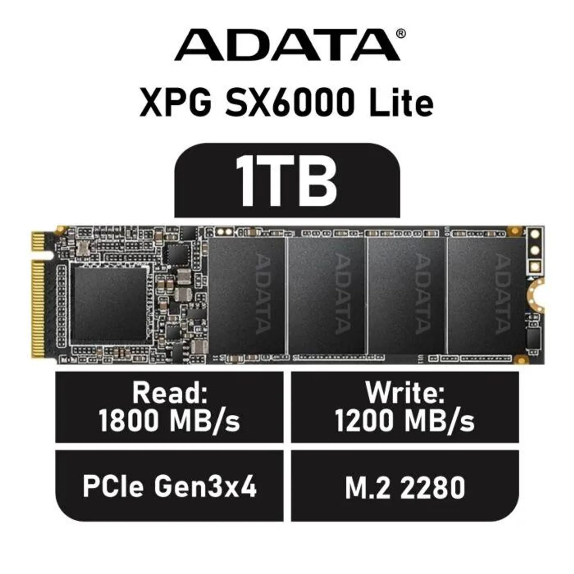 ADATA XPG SX6000 Lite 1TB PCIe Gen3x4 ASX6000LNP-1TT-C M.2 2280 Solid State Drive