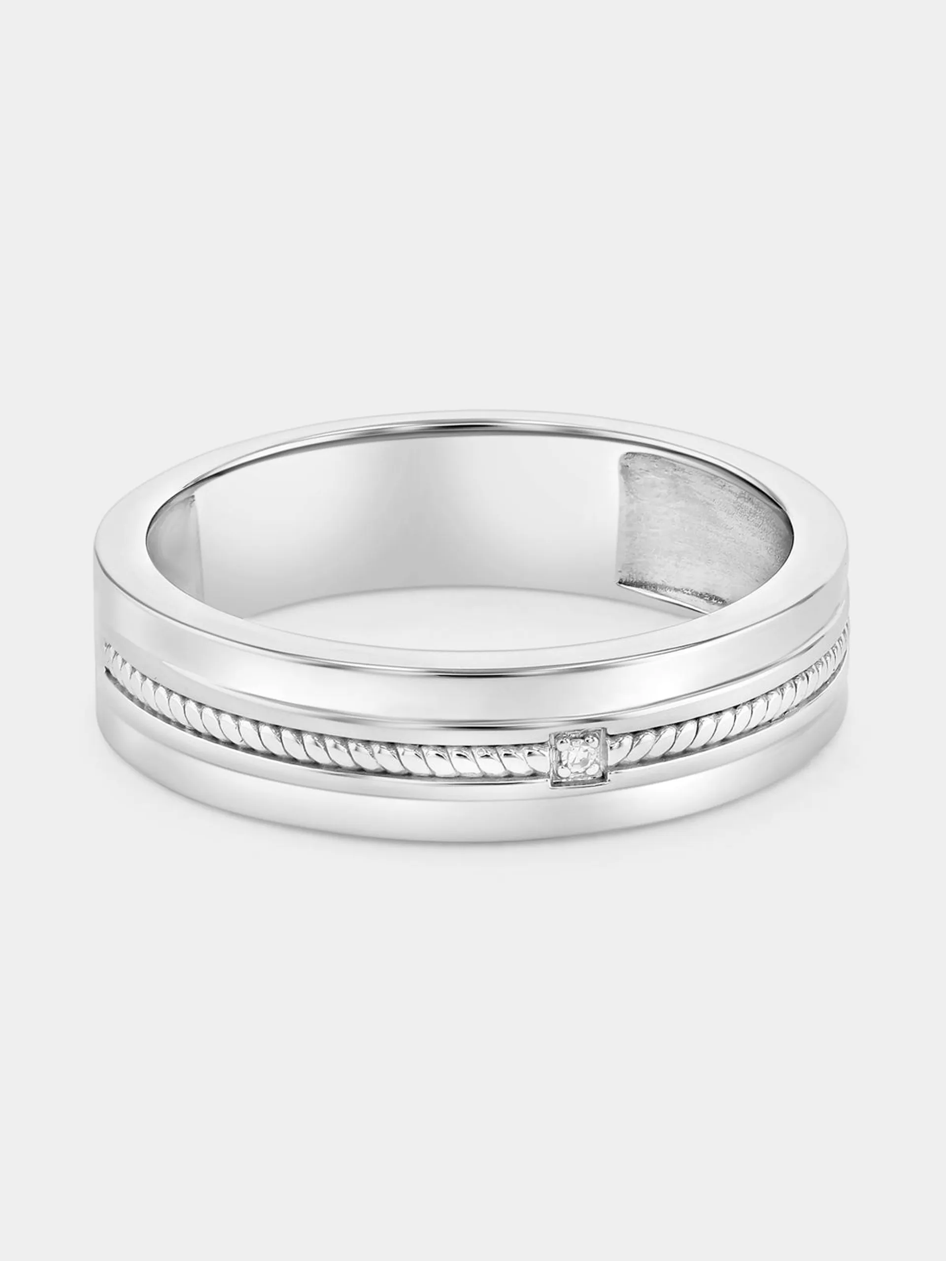 Sterling Silver Diamond Rope Ring