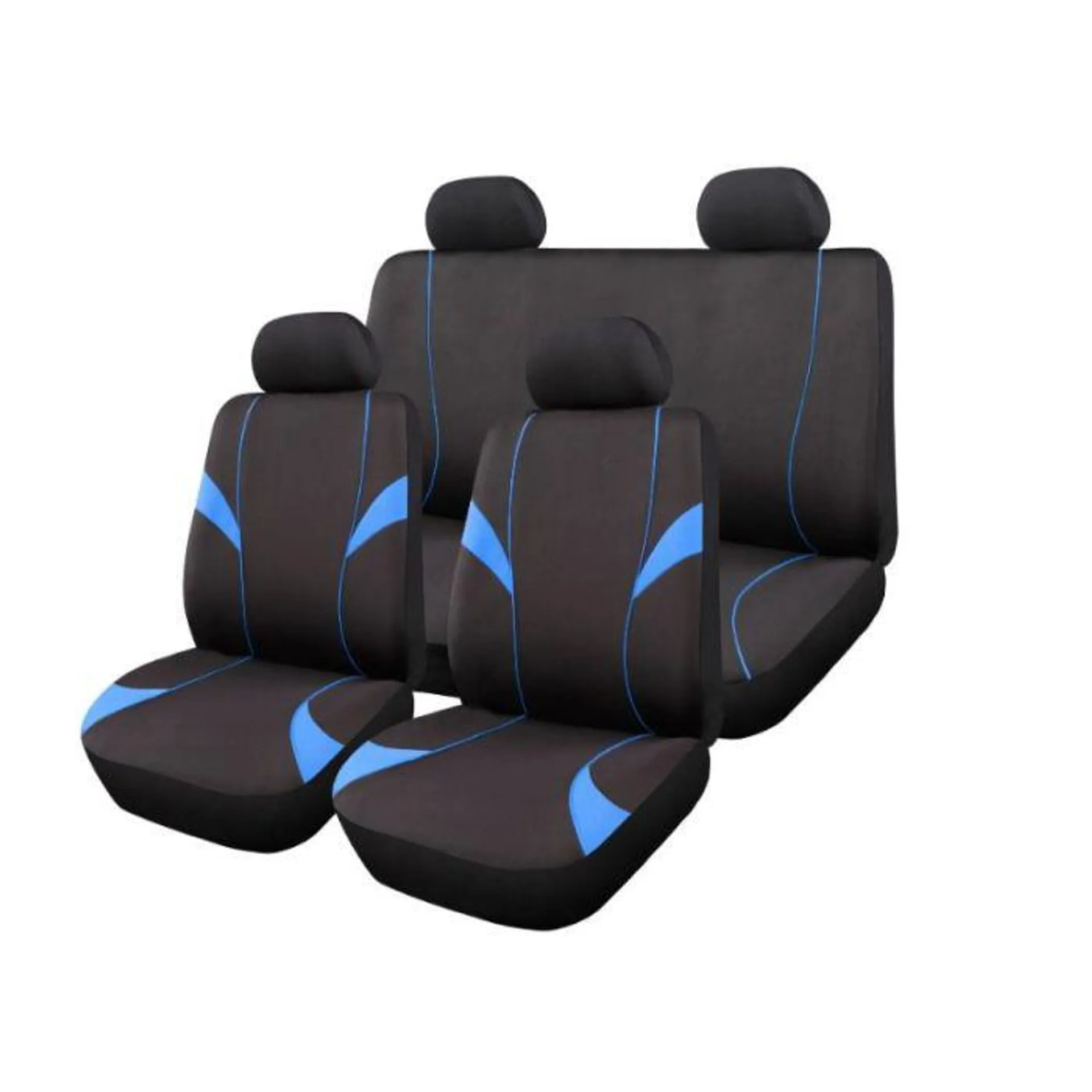 Autogear 11 Piece Monaco Seat Cover Set Black / Blue