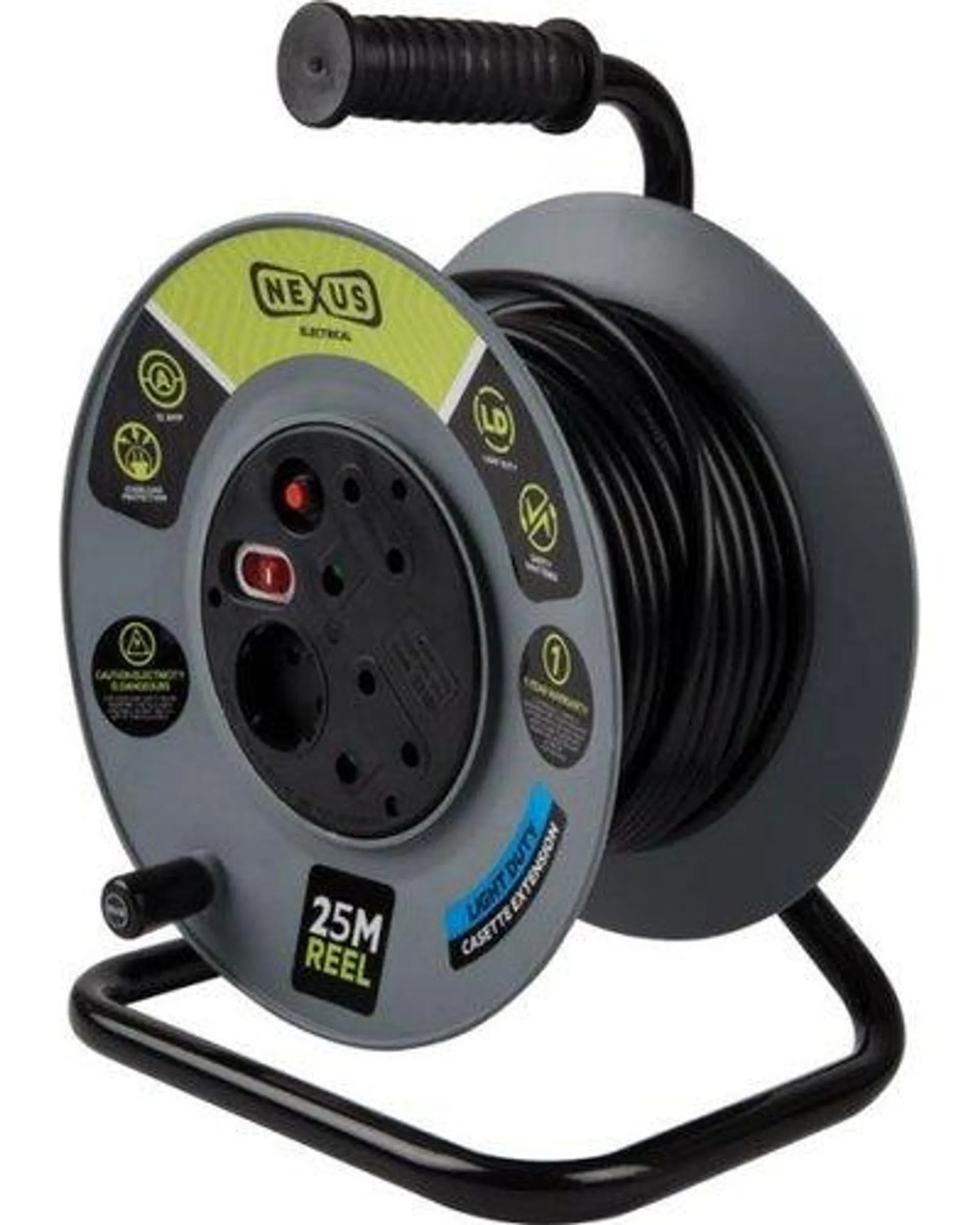 Nexus 25m 16A Plastic Extension Reel (Black | Grey)