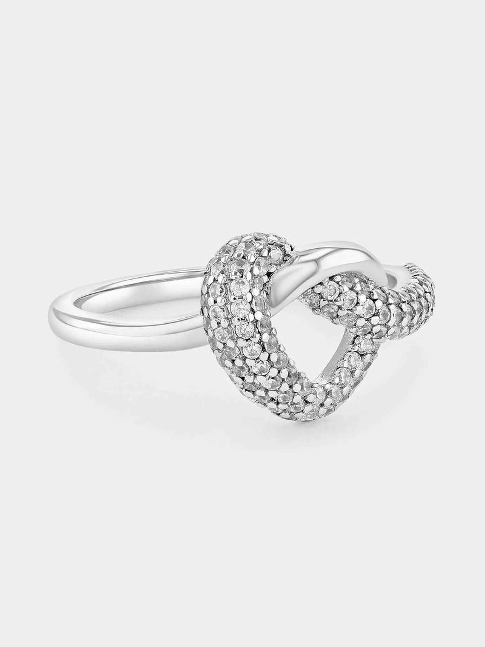 Sterling Silver Cubic Zirconia Twisted Heart Ring