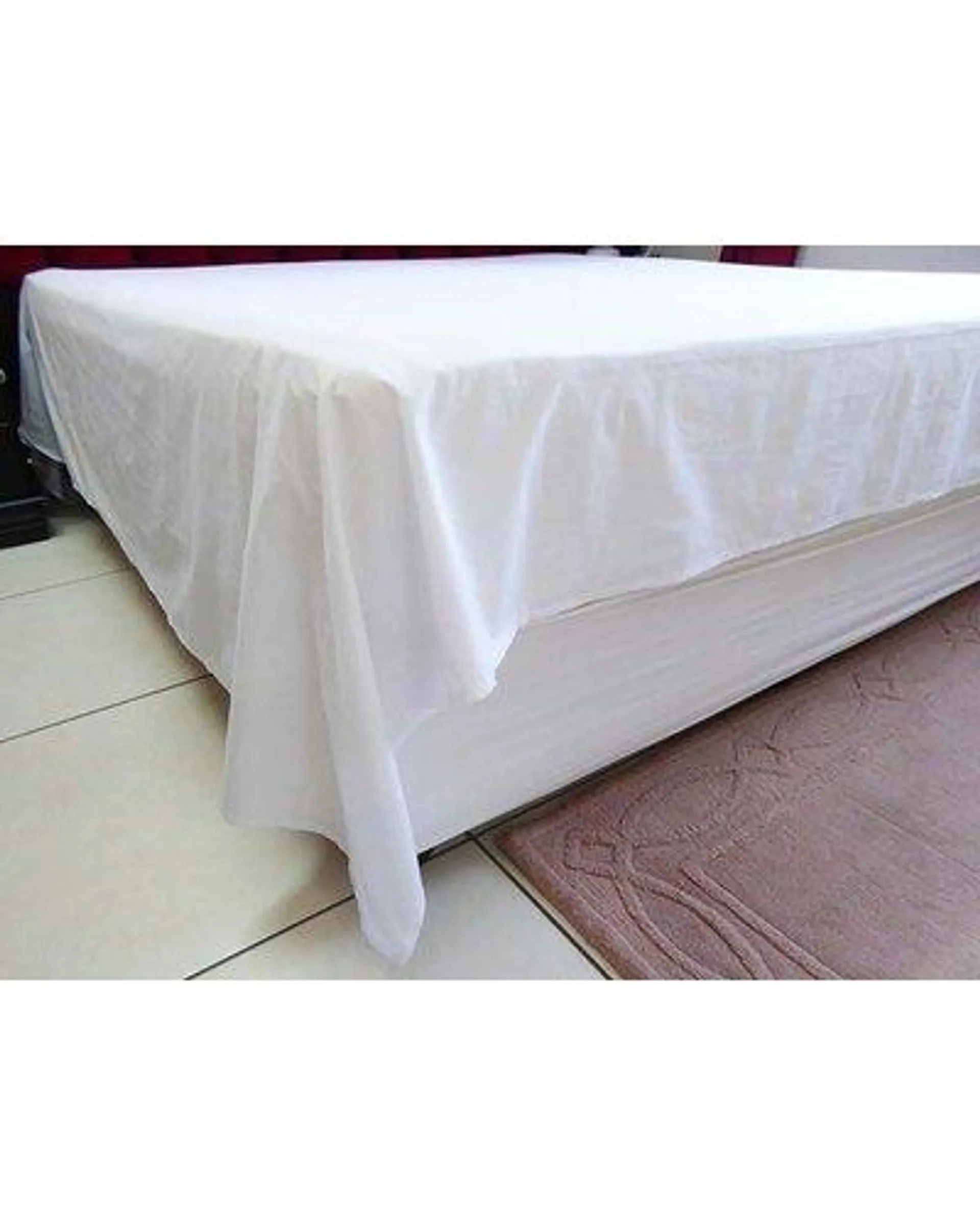 Rey's Fine Linen Queen Bed Flat Sheet 300 TC White 100% Cotton