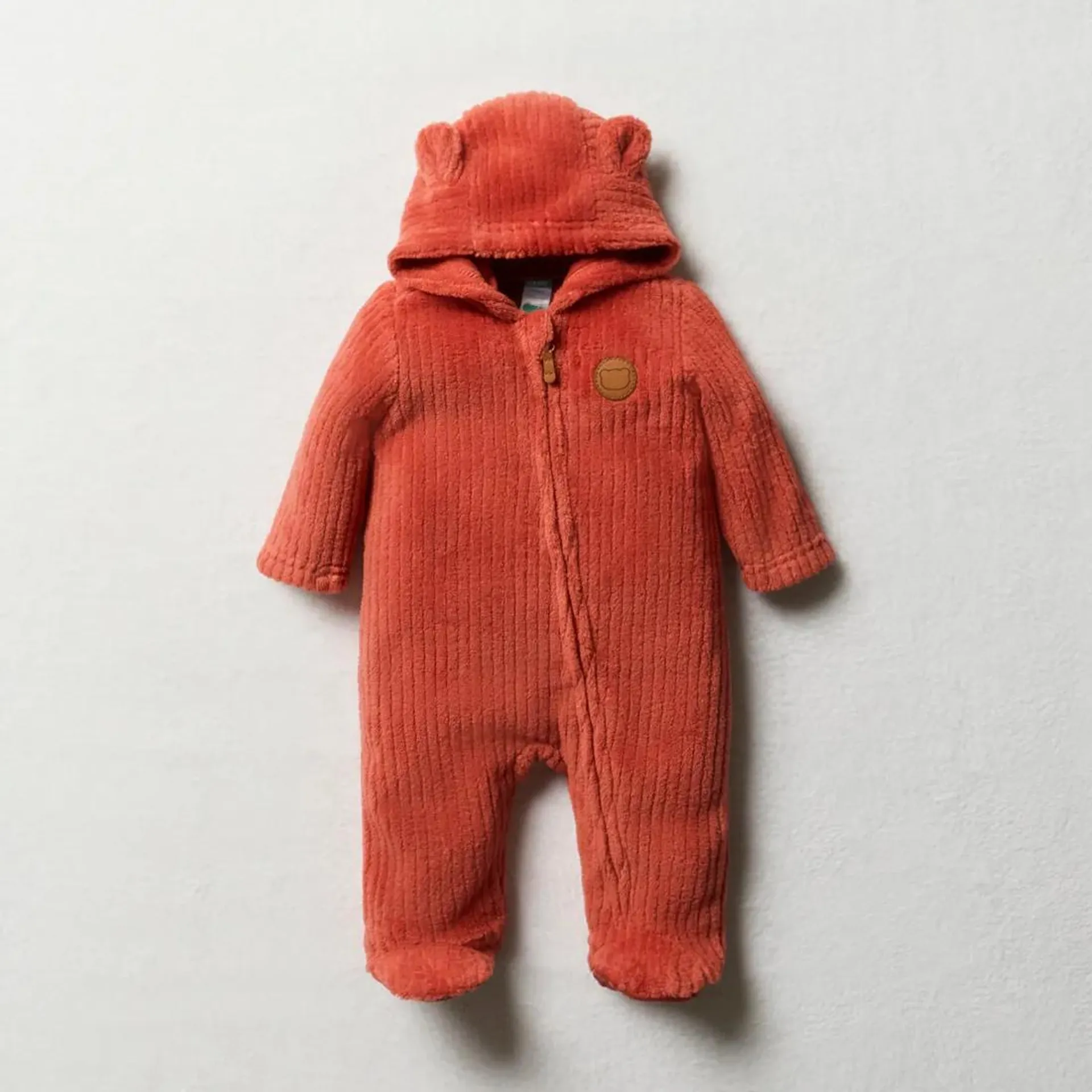 Coral fleece babygrow red
