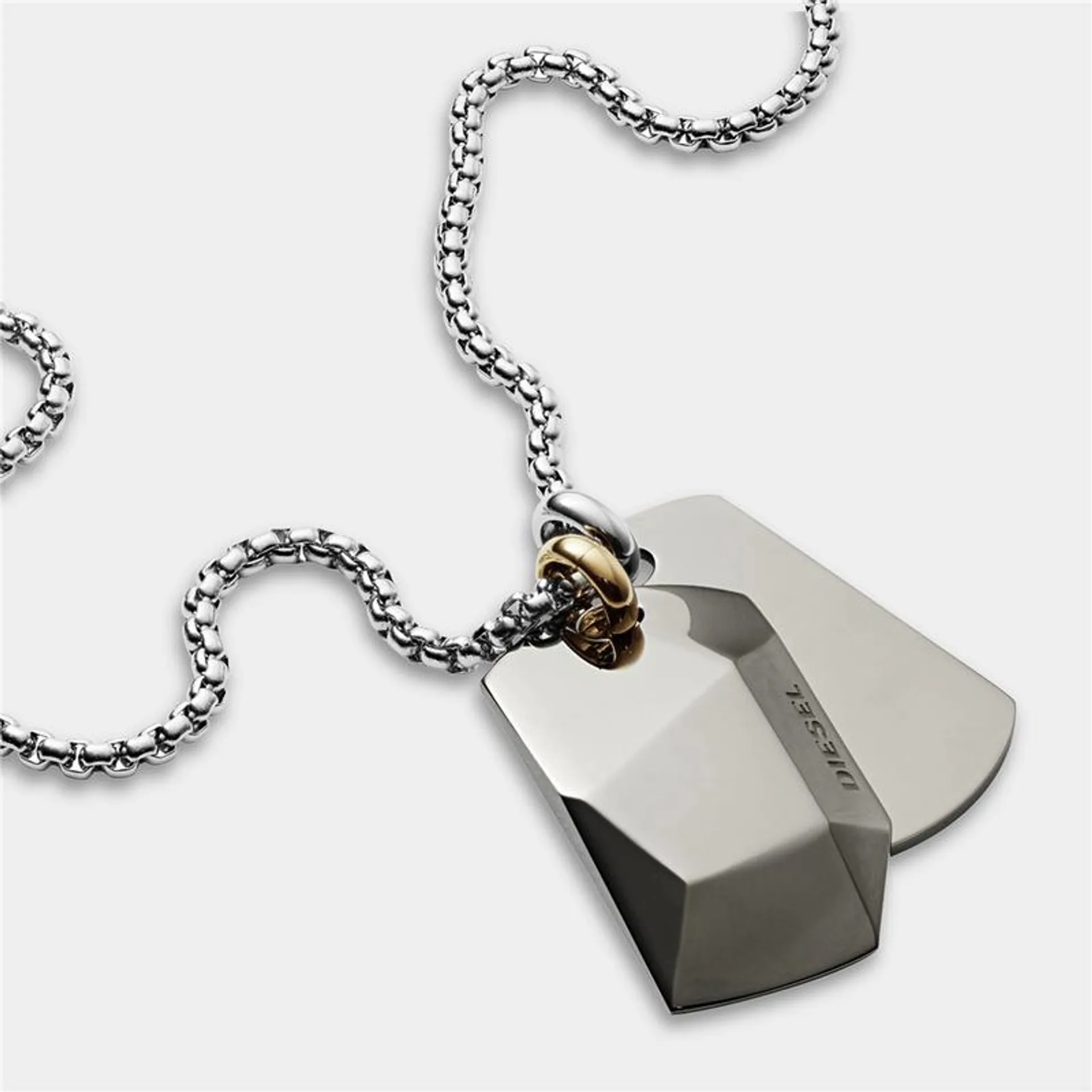 Diesel Gunmetal Plated Stainless Steel Double Dogtag Chain