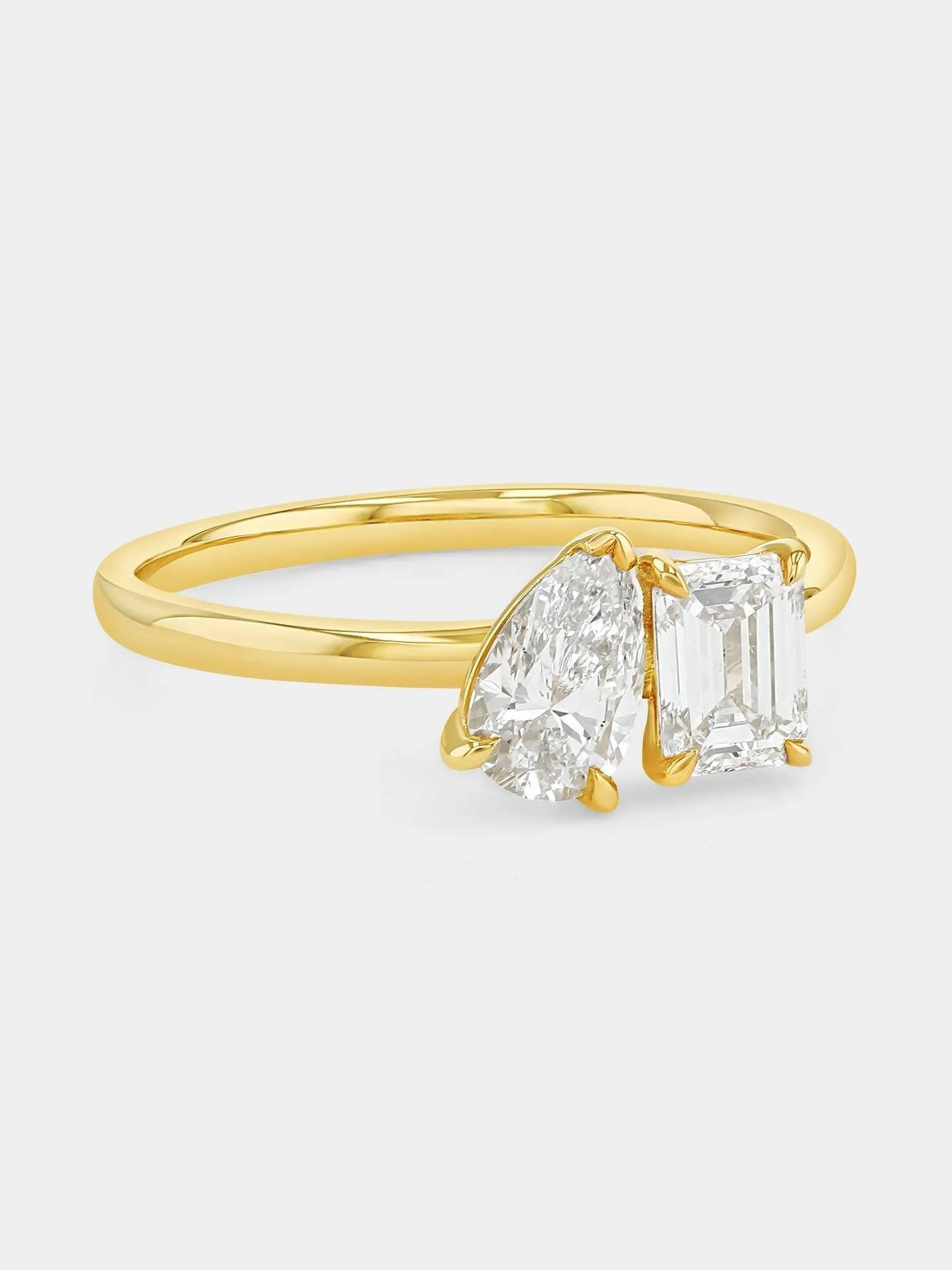 Yellow Gold 0.9ct Lab Grown Diamond Two-Stone Ring