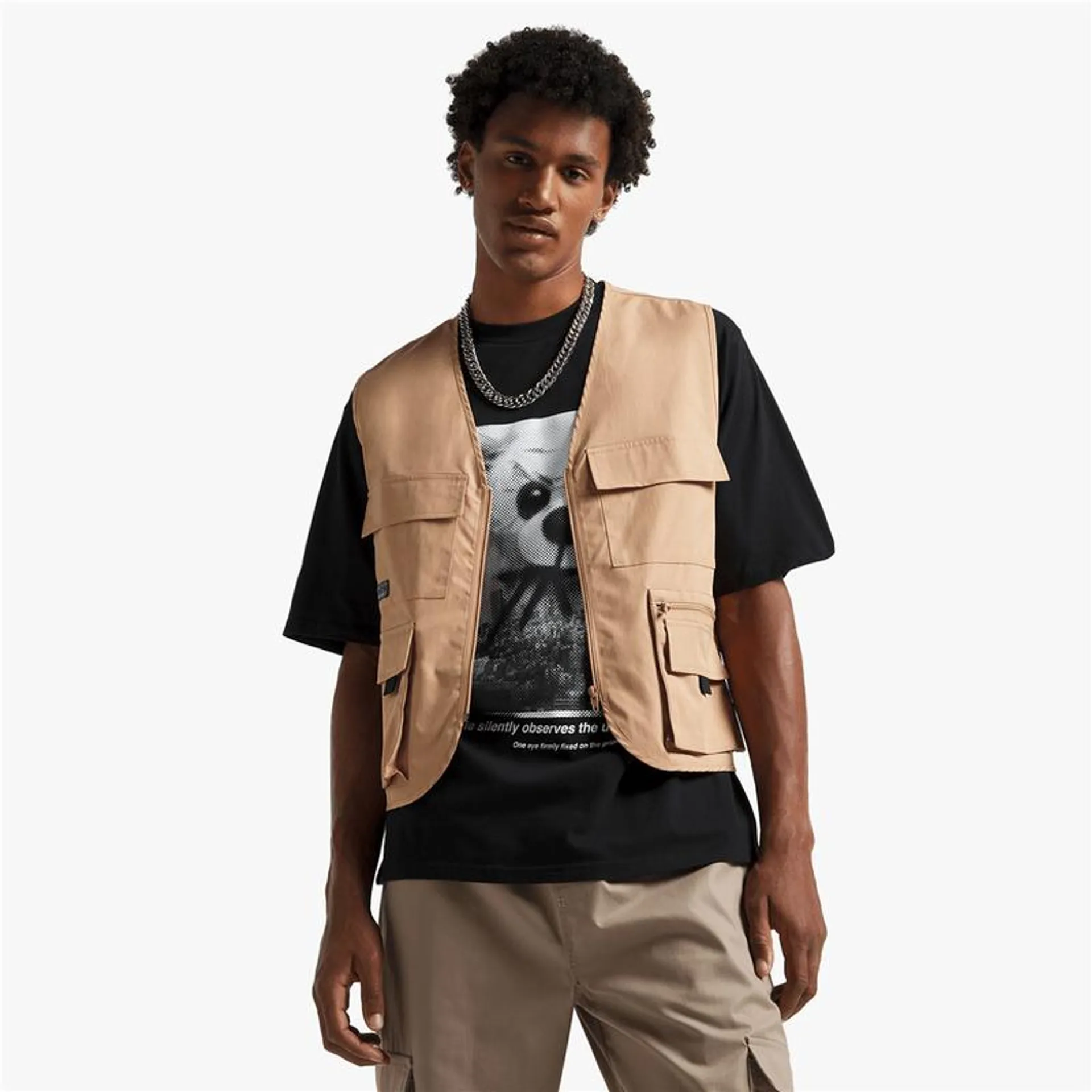 Men's Brown Multi Pocket Utility Vest