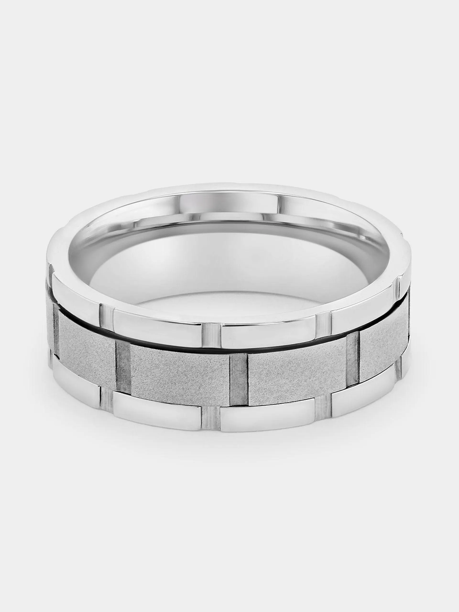 Stainless Steel Silver Plated Groove Spinner Ring