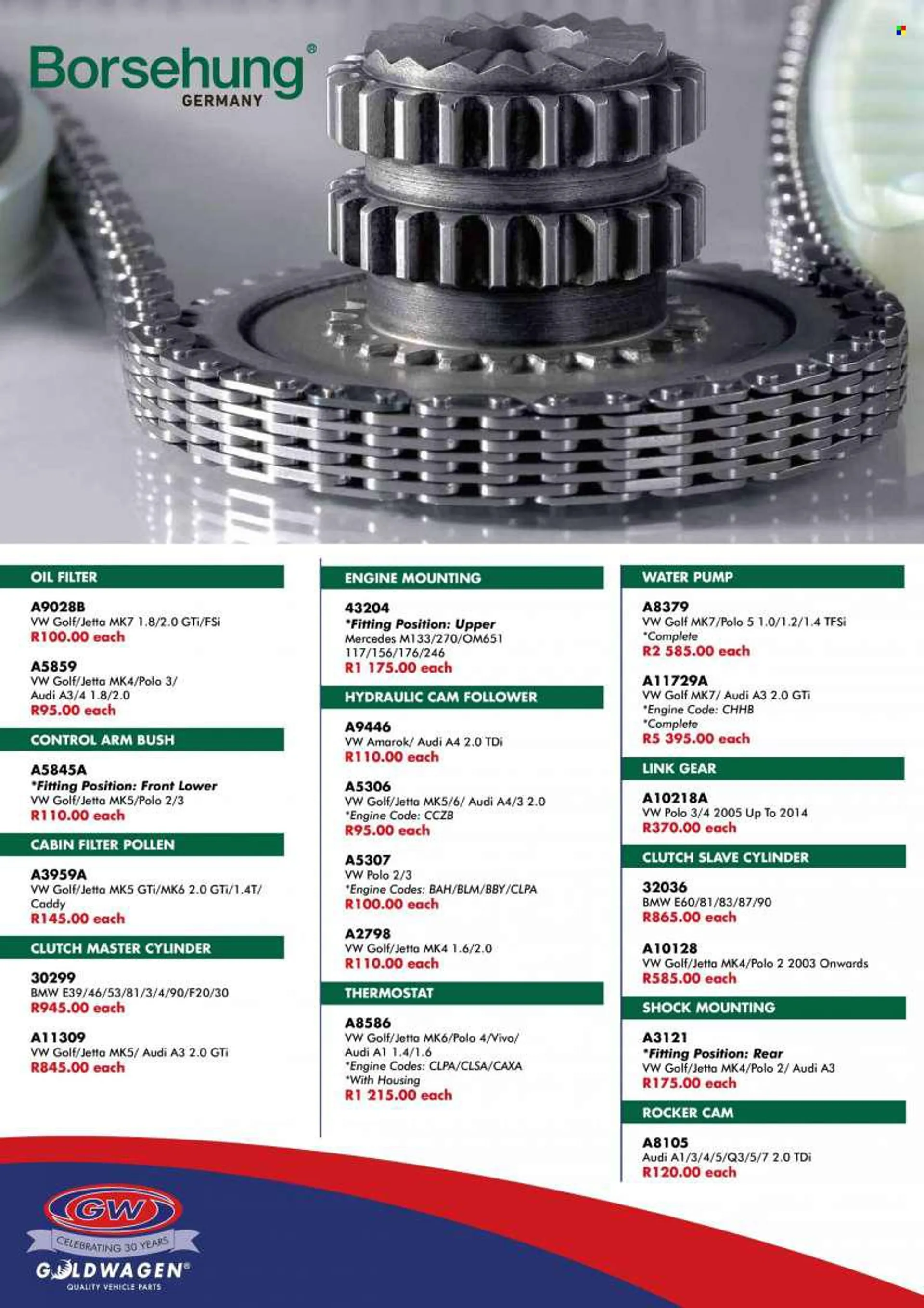 Goldwagen catalogue  - 01/08/2022 - 30/09/2022 - Sales products - oil filter, cabin filter, pump. Page 2.