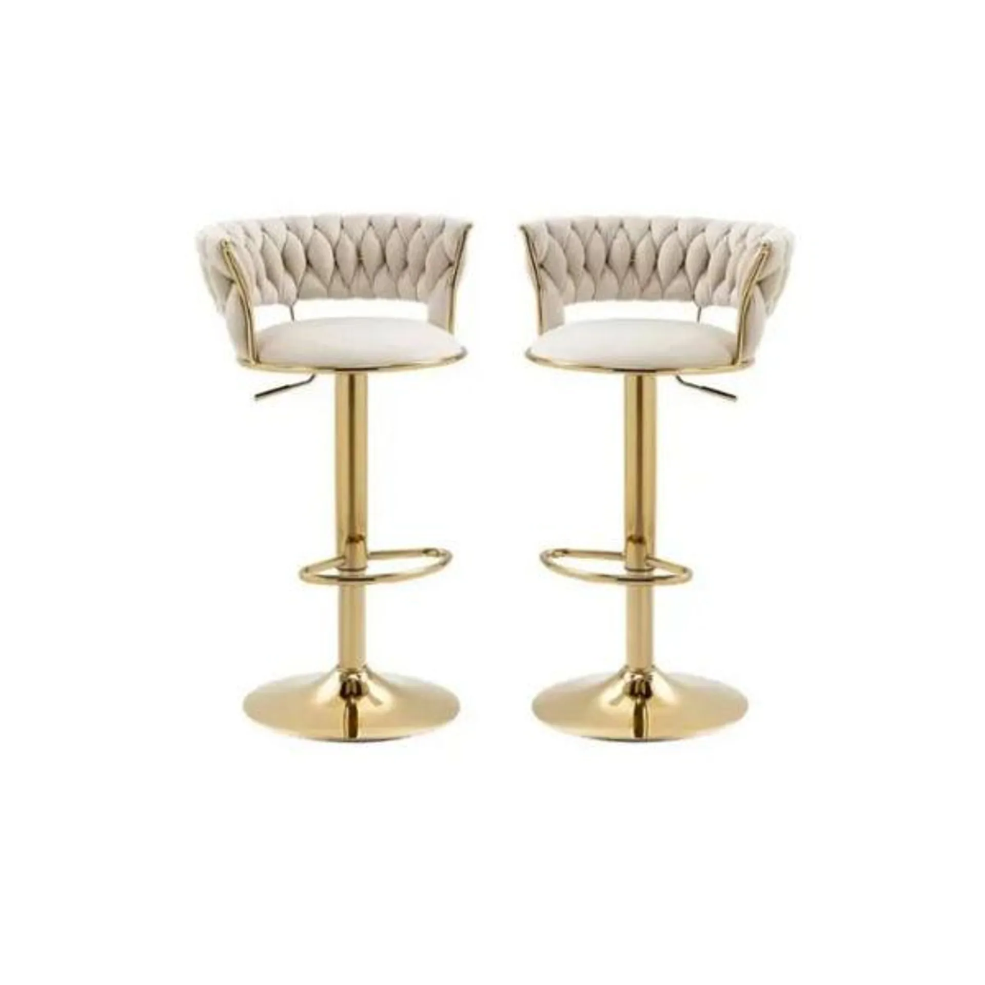 CozyCraft - Cady Velvet Swivel Bar Stool (Cream White)