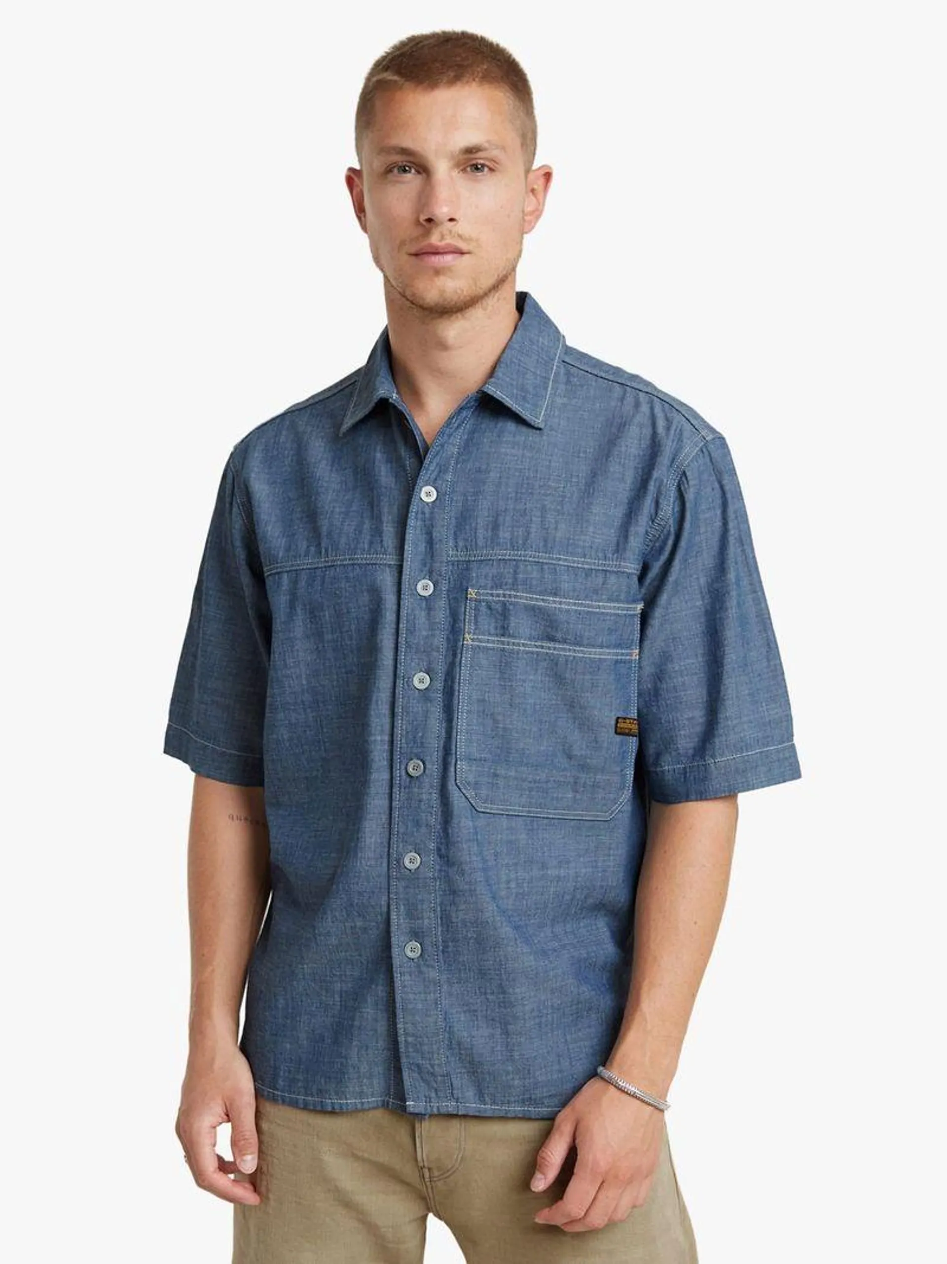 G-Star Men's Double Pocket Relaxed Blue Shirt