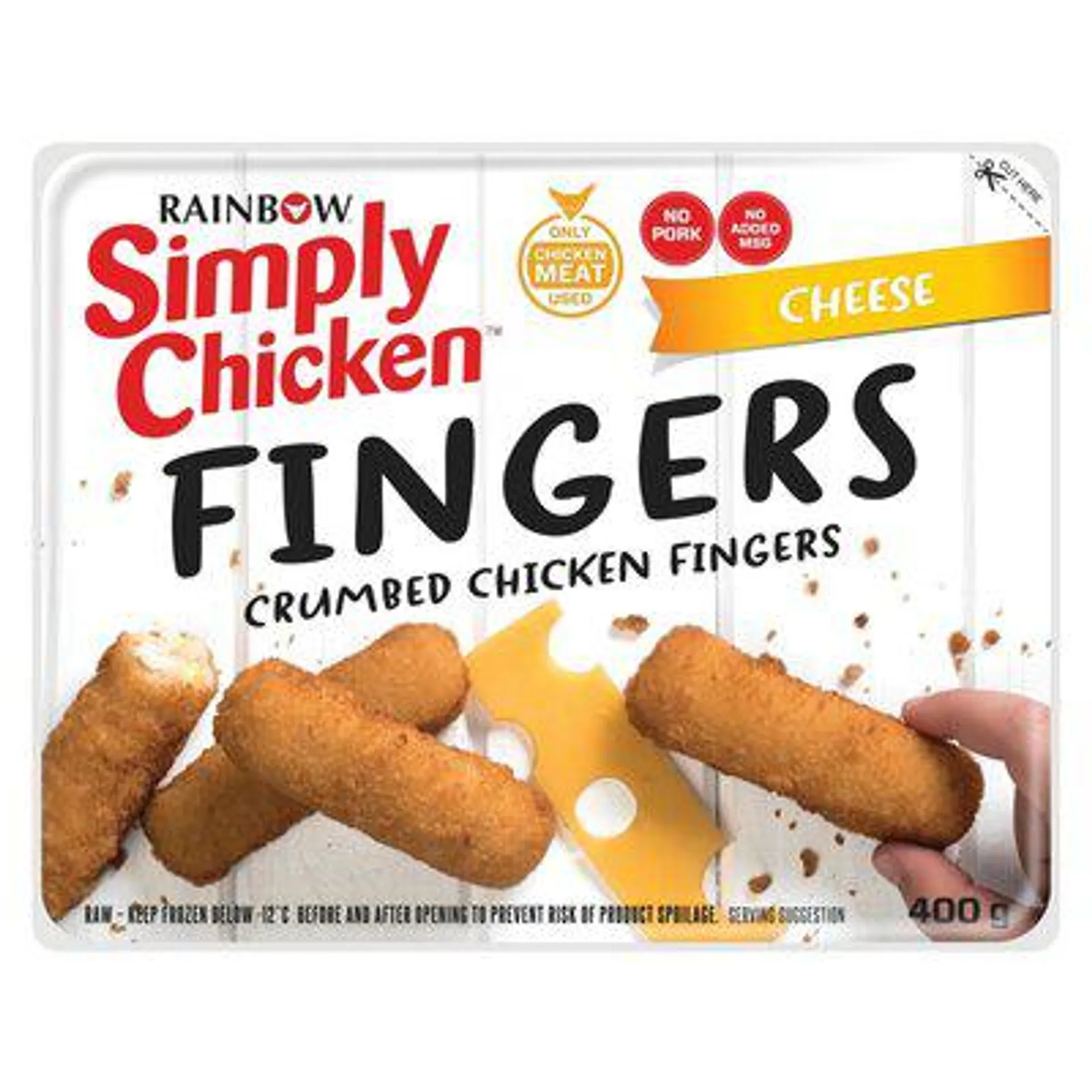 Rainbow Simply Chicken Frozen Finger Cheese 400g