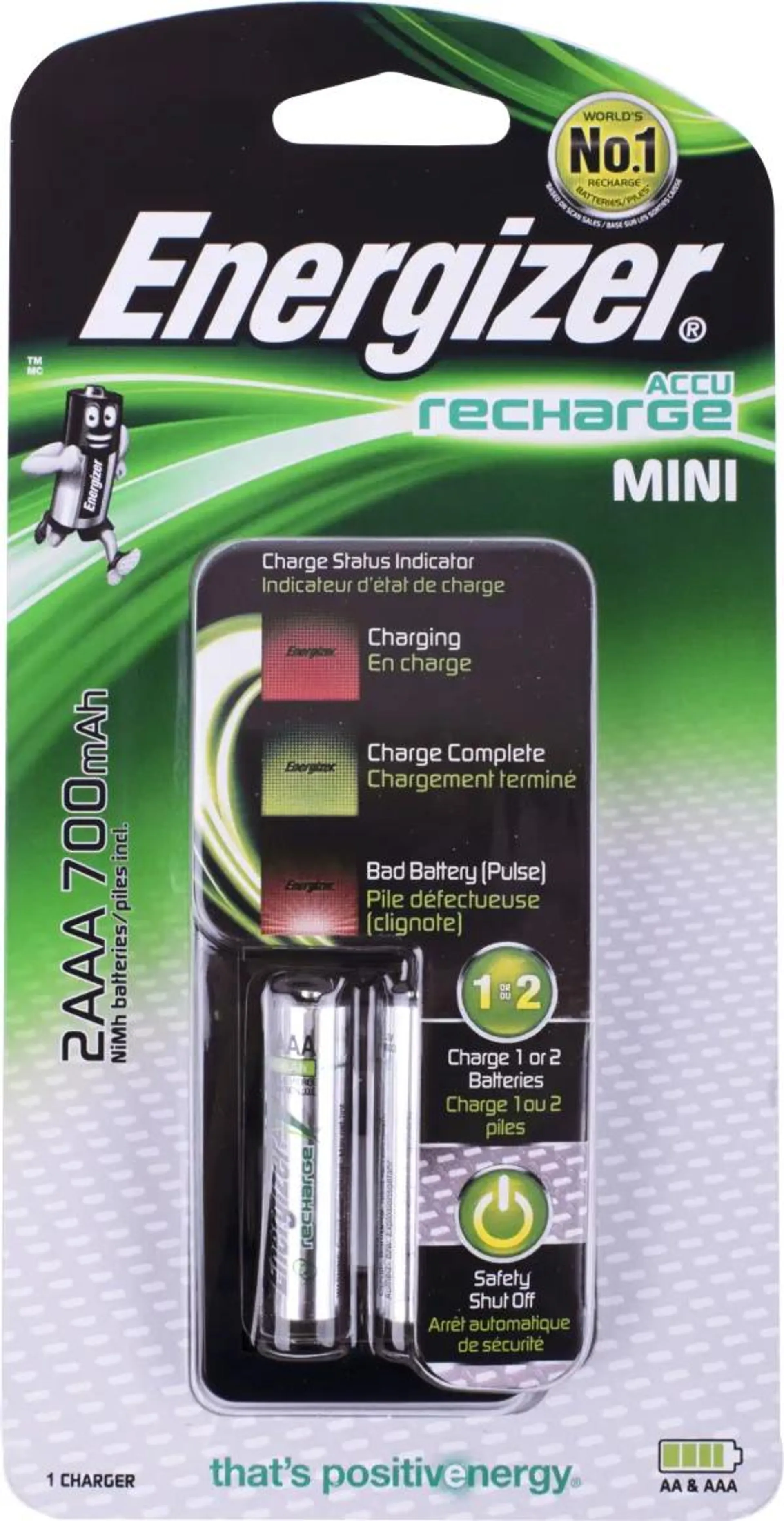 Energizer Mini Charger (With 2 X 700MAH AAA) Batteries