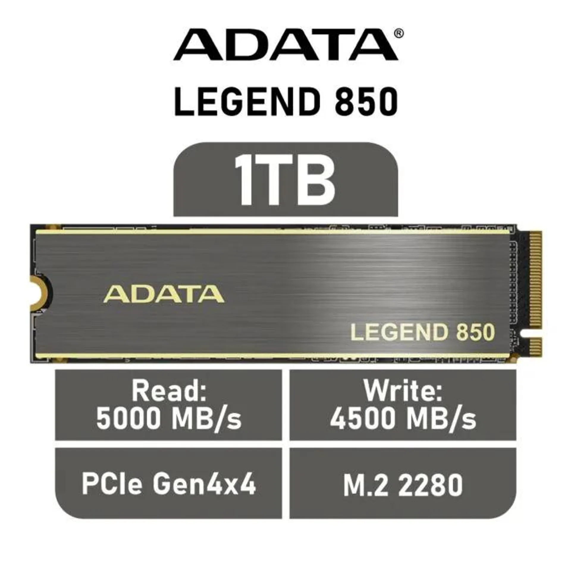 ADATA LEGEND 850 1TB PCIe Gen4x4 ALEG-850-1TCS M.2 2280 Solid State Drive