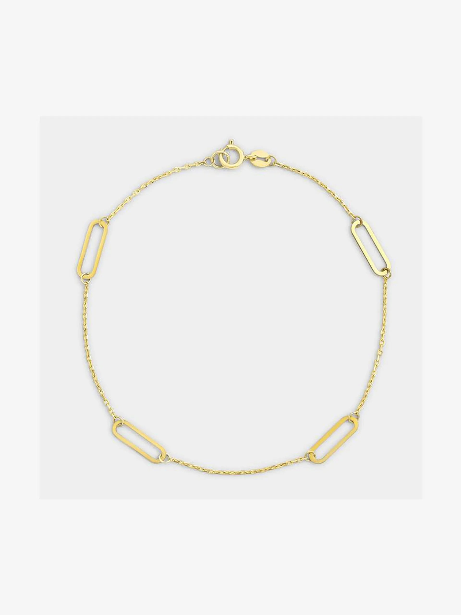 Yellow Gold Paperclip Station Bracelet