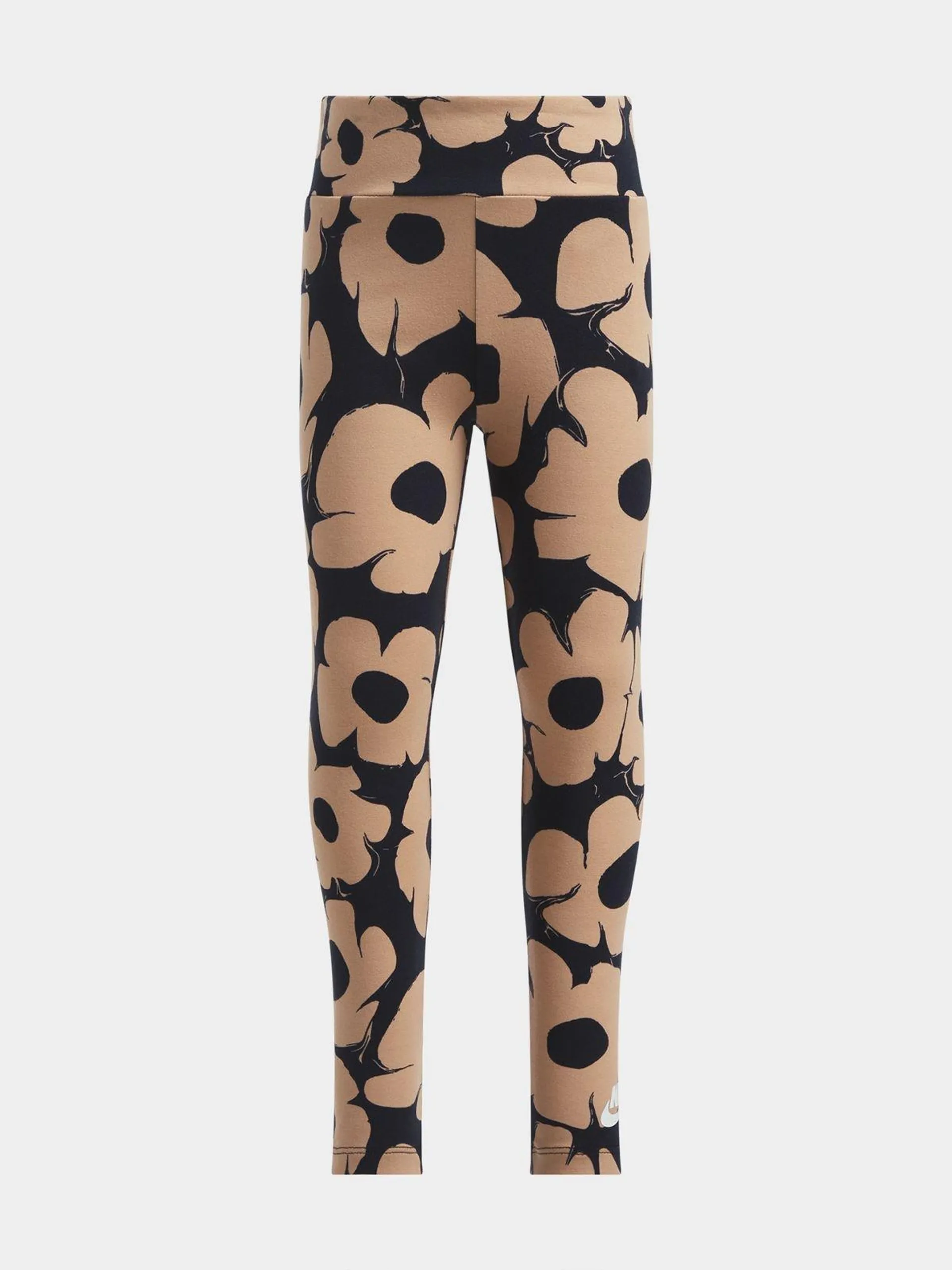 Nike Girls Kids Floral Black/Brown Leggings