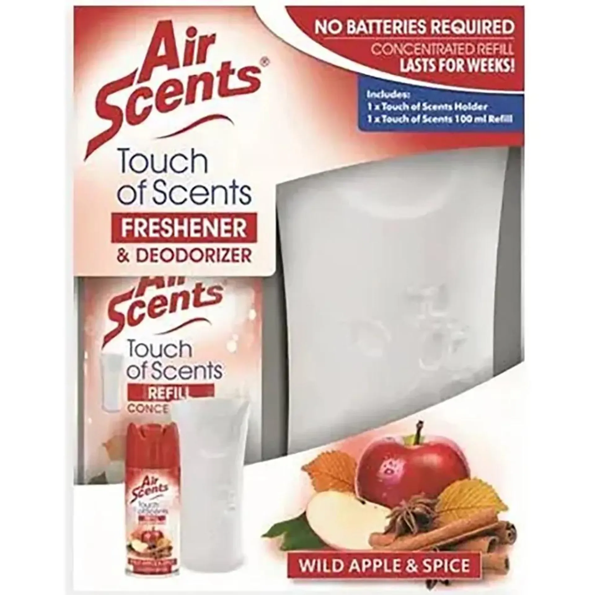 Air Fresheners - Touch Spray & 1 x Wild Apple & Spice 100ml Refill - 2 Pack