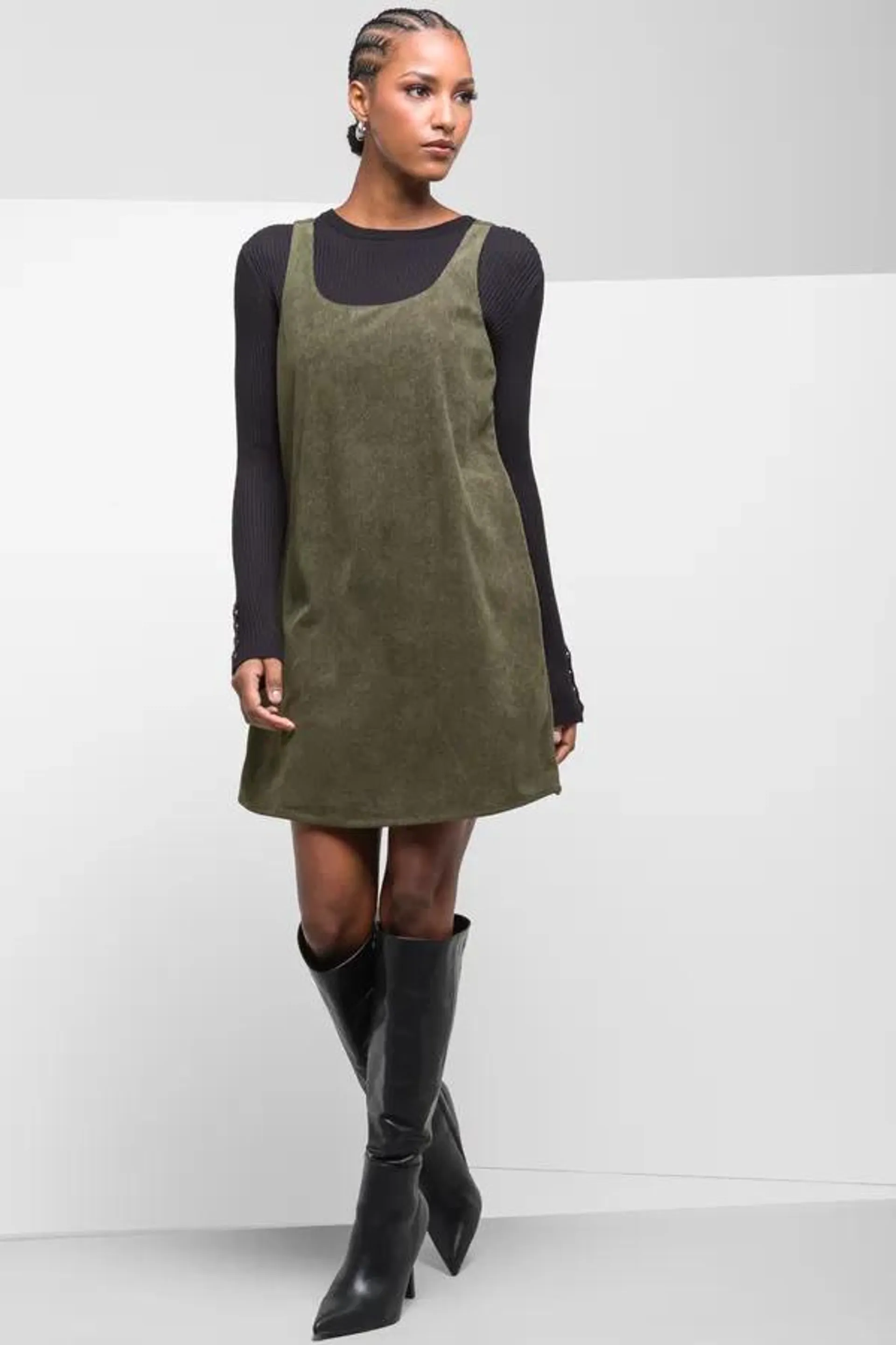 Corduroy pinafore green