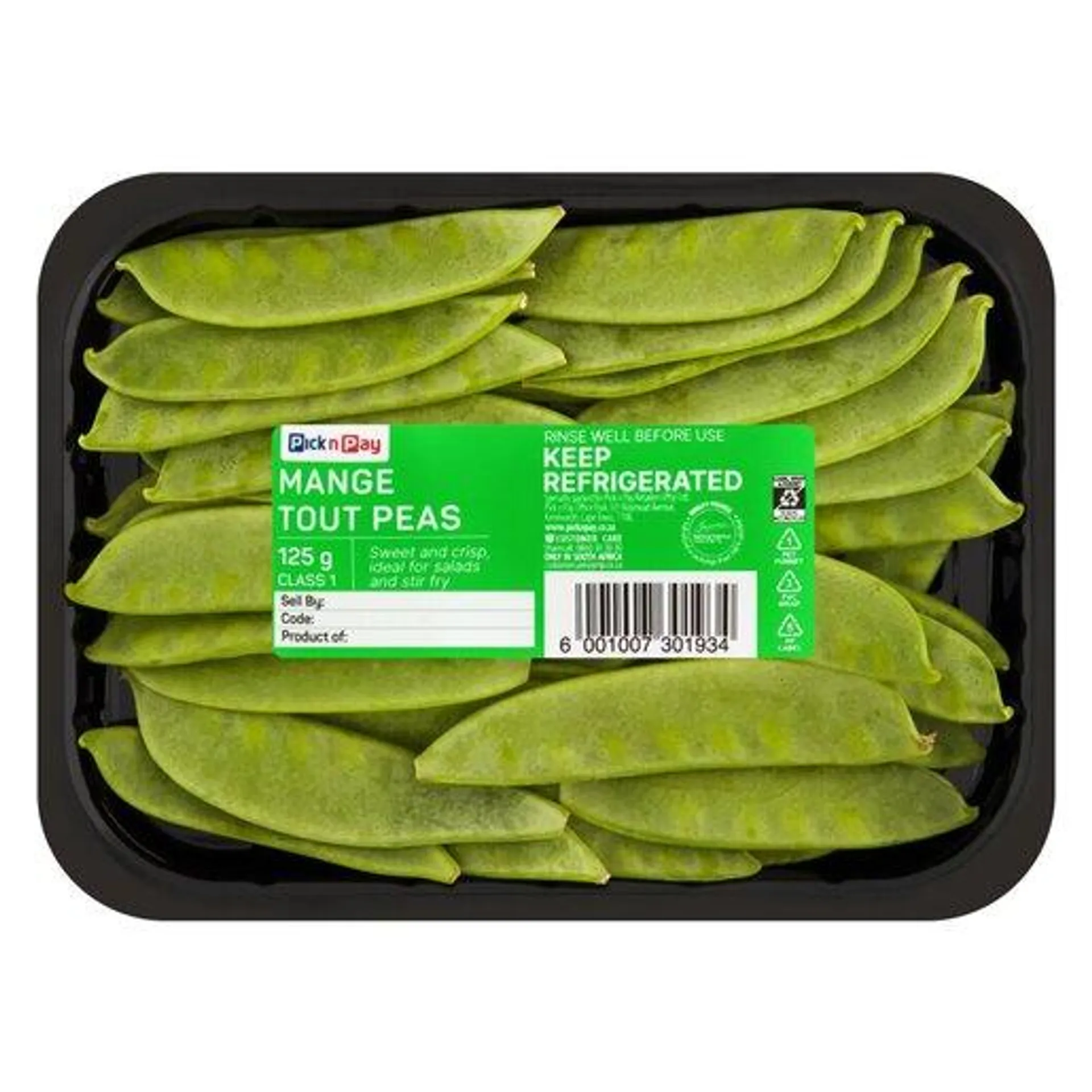 PnP Mange Tout Peas 125g