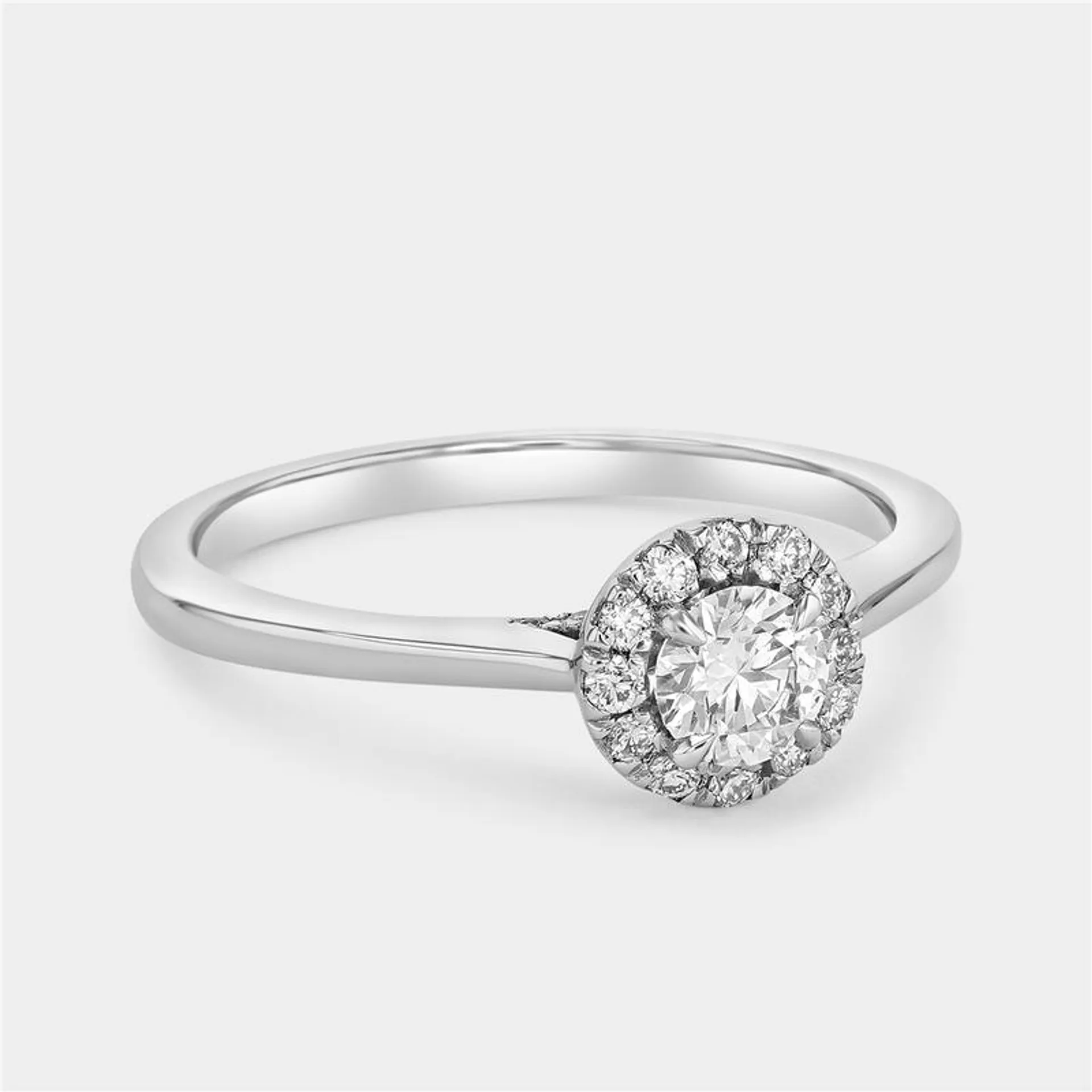 White Gold 0.5ct Lab Grown Diamond Solitaire Halo Ring