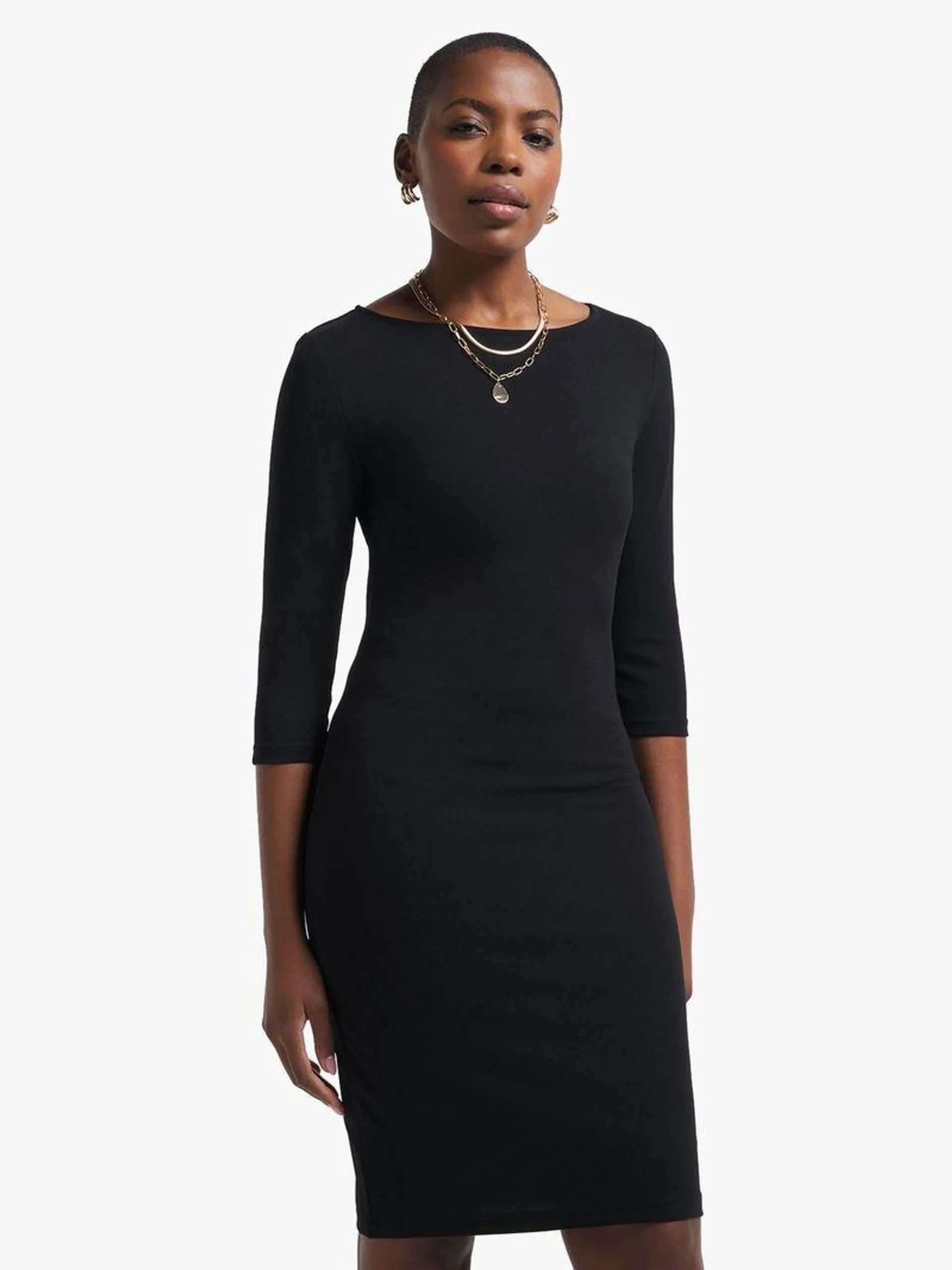 Jet Women's Black 3/4 Sleeve Bodycon Dress