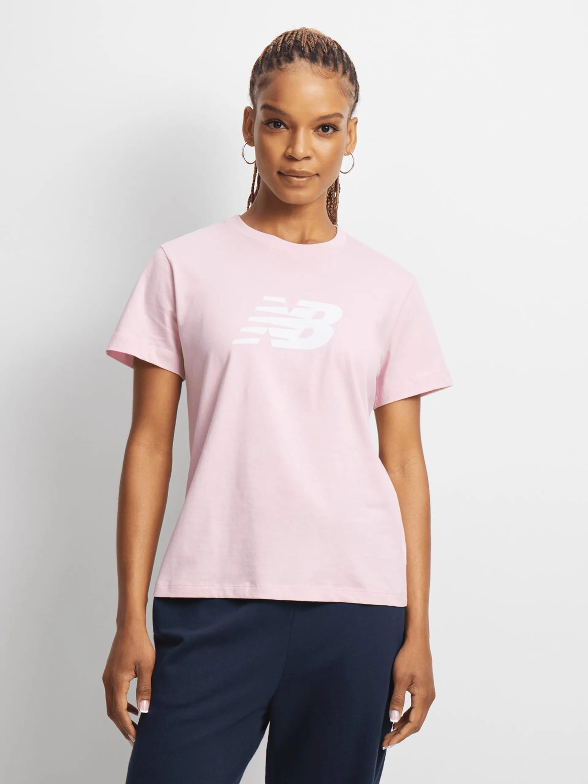 Womens New Balance Core Logo Pink Tee