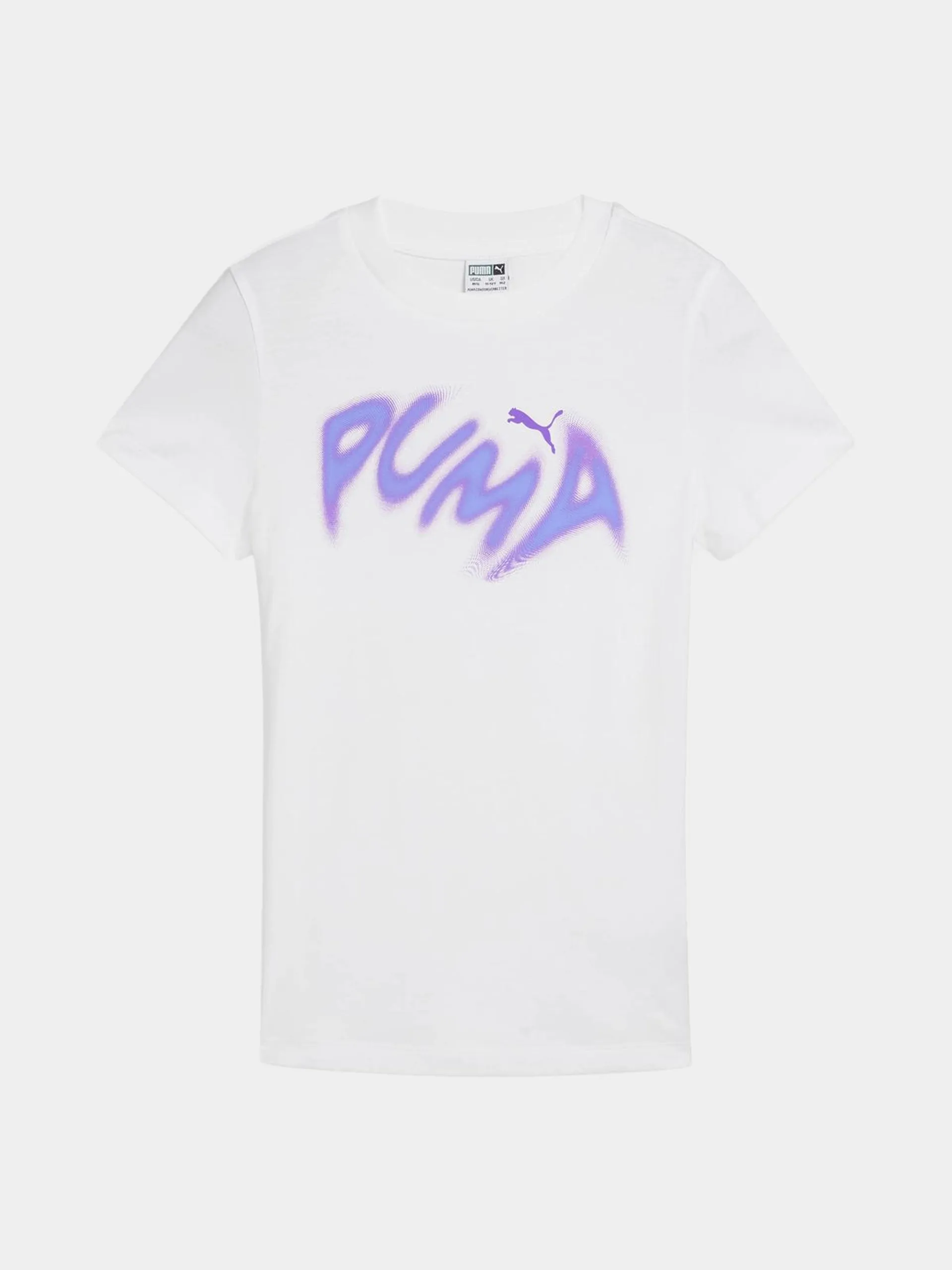 Puma Unisex Youth Warped Graphic White T-Shirt