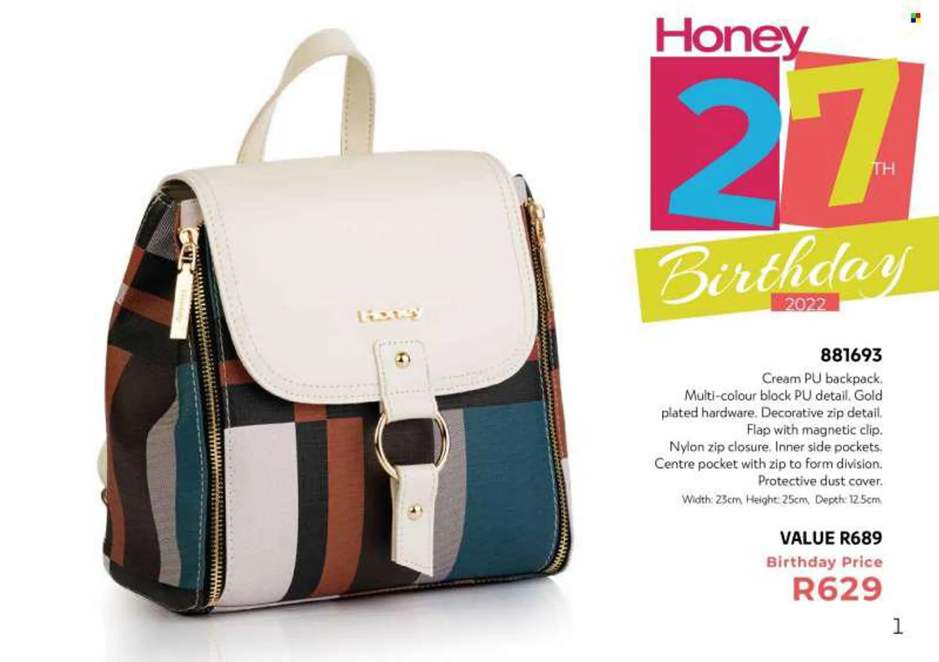 Honey catalogue  - Sales products - backpack. Page 3.